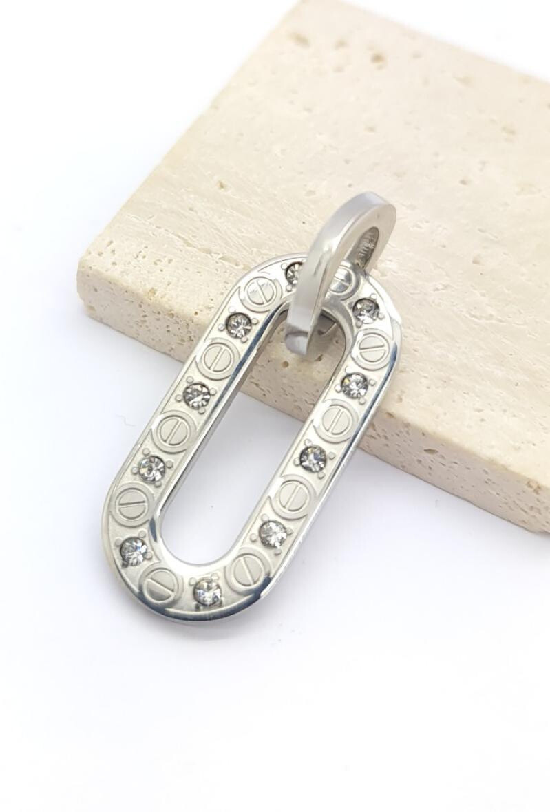 Wholesaler Bijoussimo - Rectangle rear steel pendant Center Vacuum Rhinestone