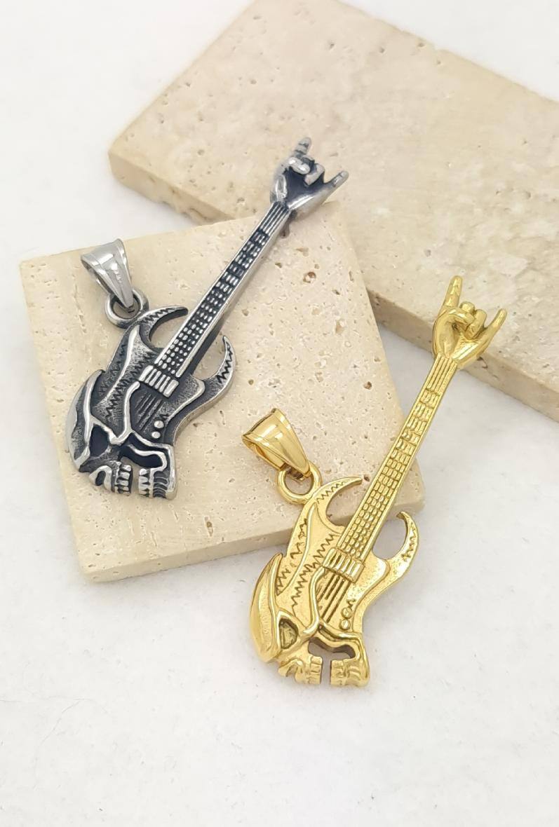 Wholesaler Bijoussimo - Men's steel pendant guitar skull