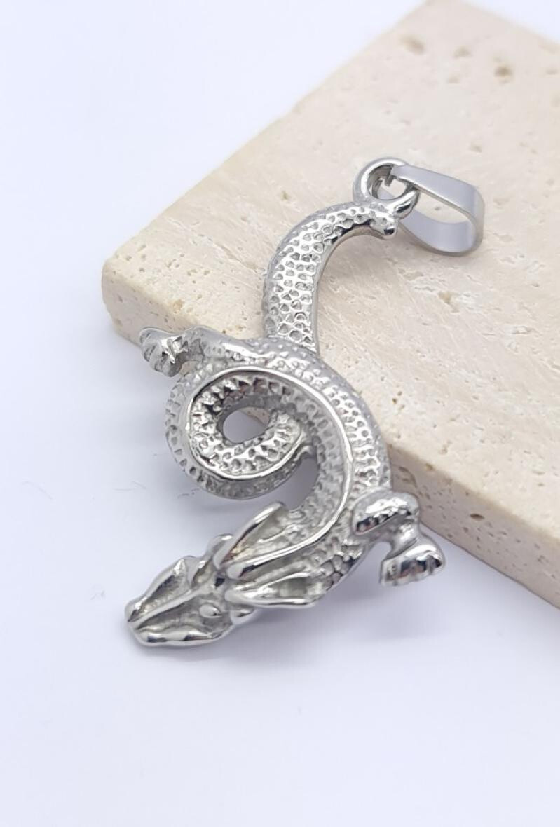 Wholesaler Bijoussimo - Dragon steel pendant in loop