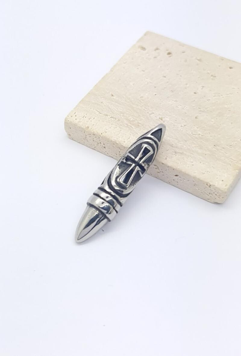 Wholesaler Bijoussimo - Steel pendant pistol ball with cross