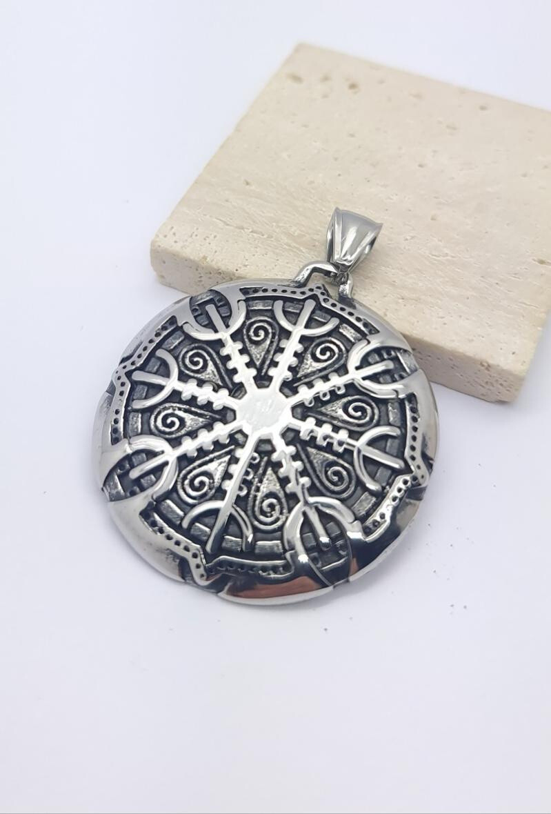 Wholesaler Bijoussimo - Double face steel pendant Viking compass