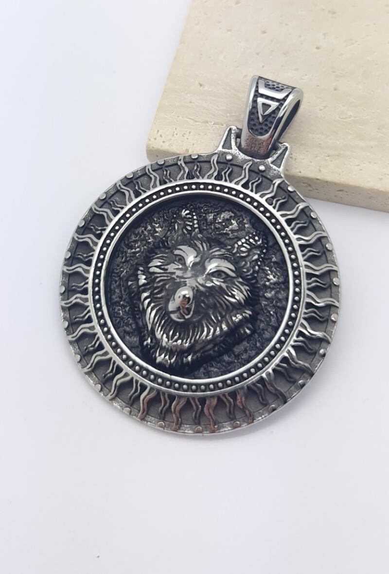 Wholesaler Bijoussimo - Pendant steel wolf head