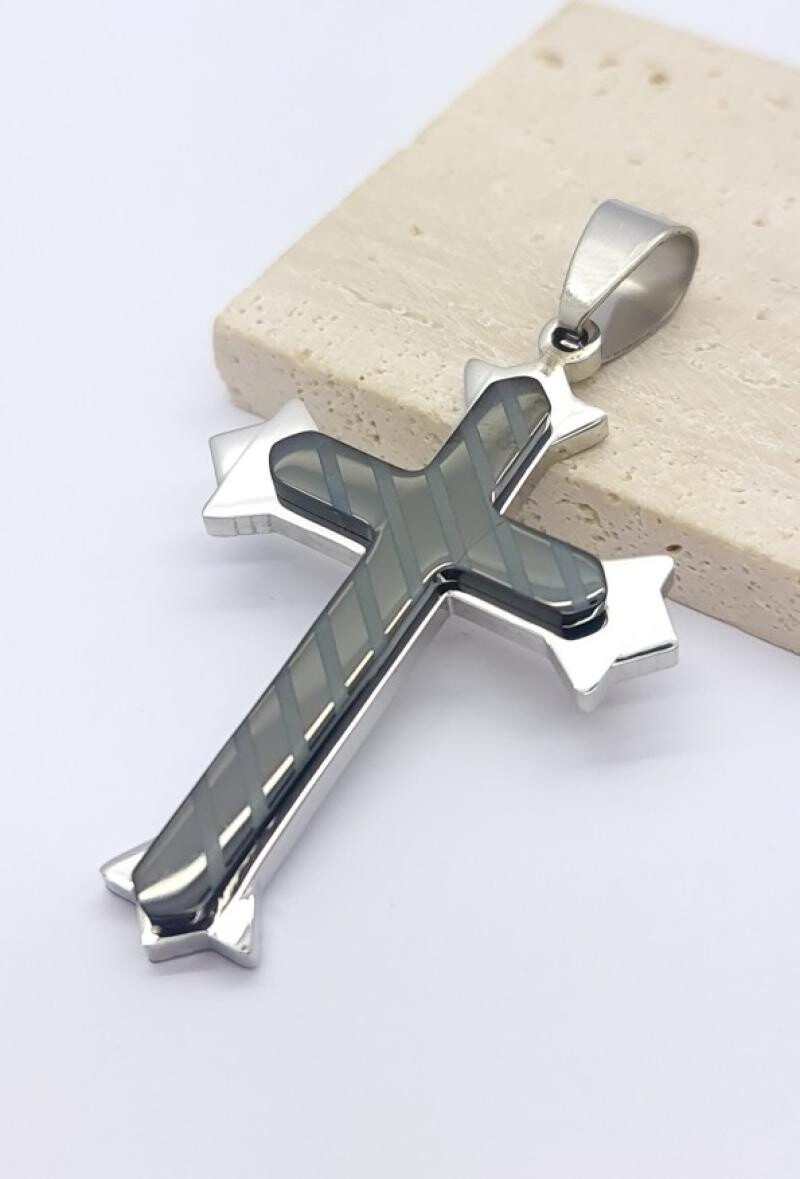 Wholesaler Bijoussimo - Hitowed Double Black Cross Steel pendant