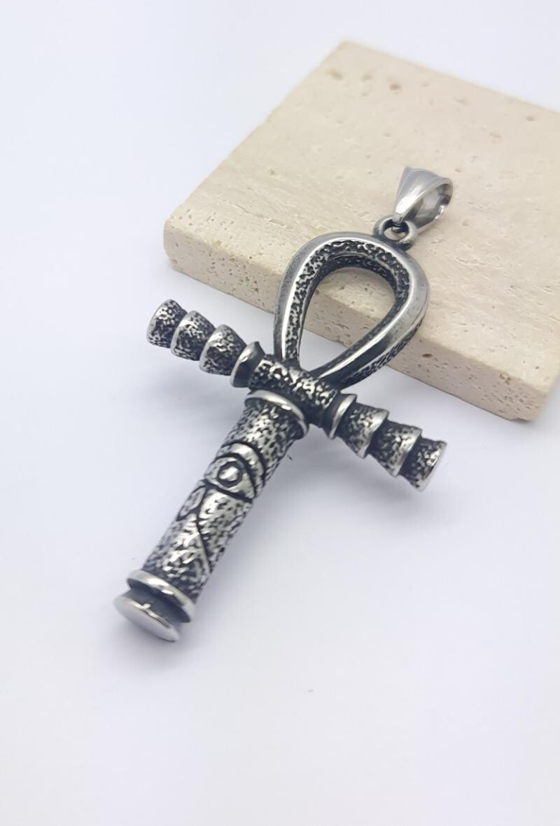 Wholesaler Bijoussimo - Egyptian cross steel pendant ankh hammered
