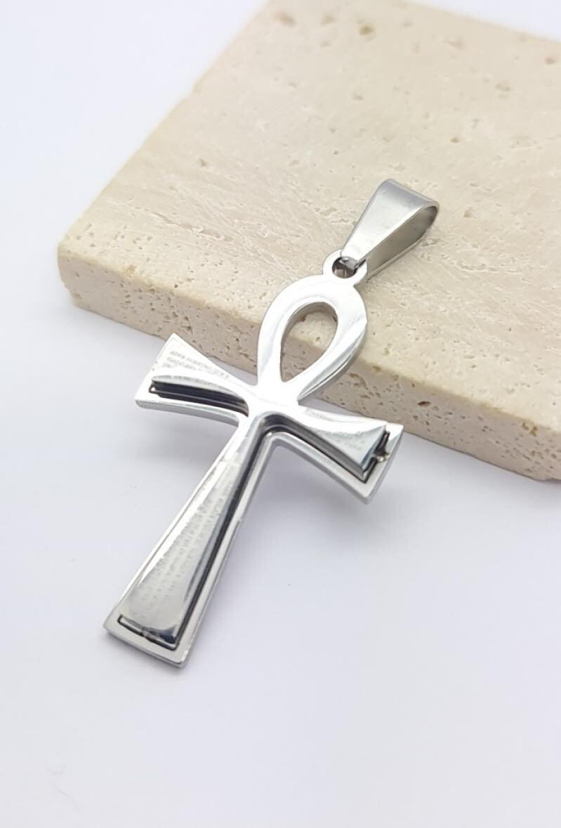Wholesaler Bijoussimo - Egyptian cross steel pendant ankh double thickness