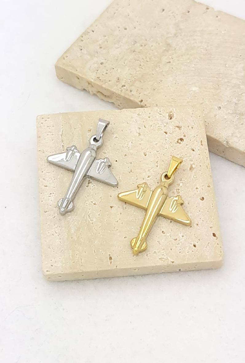 Wholesaler Bijoussimo - Men's airplane steel pendant