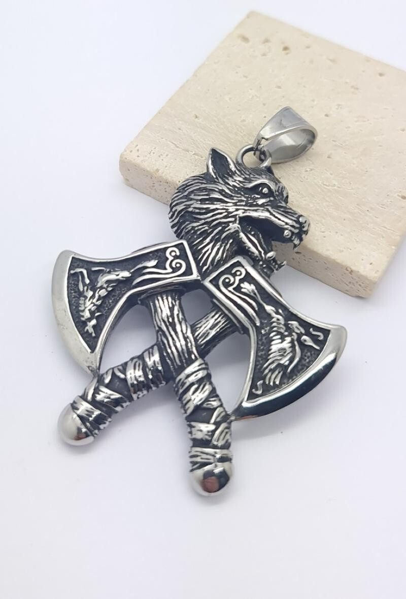 Wholesaler Bijoussimo - Double -sided steel pendant double ax