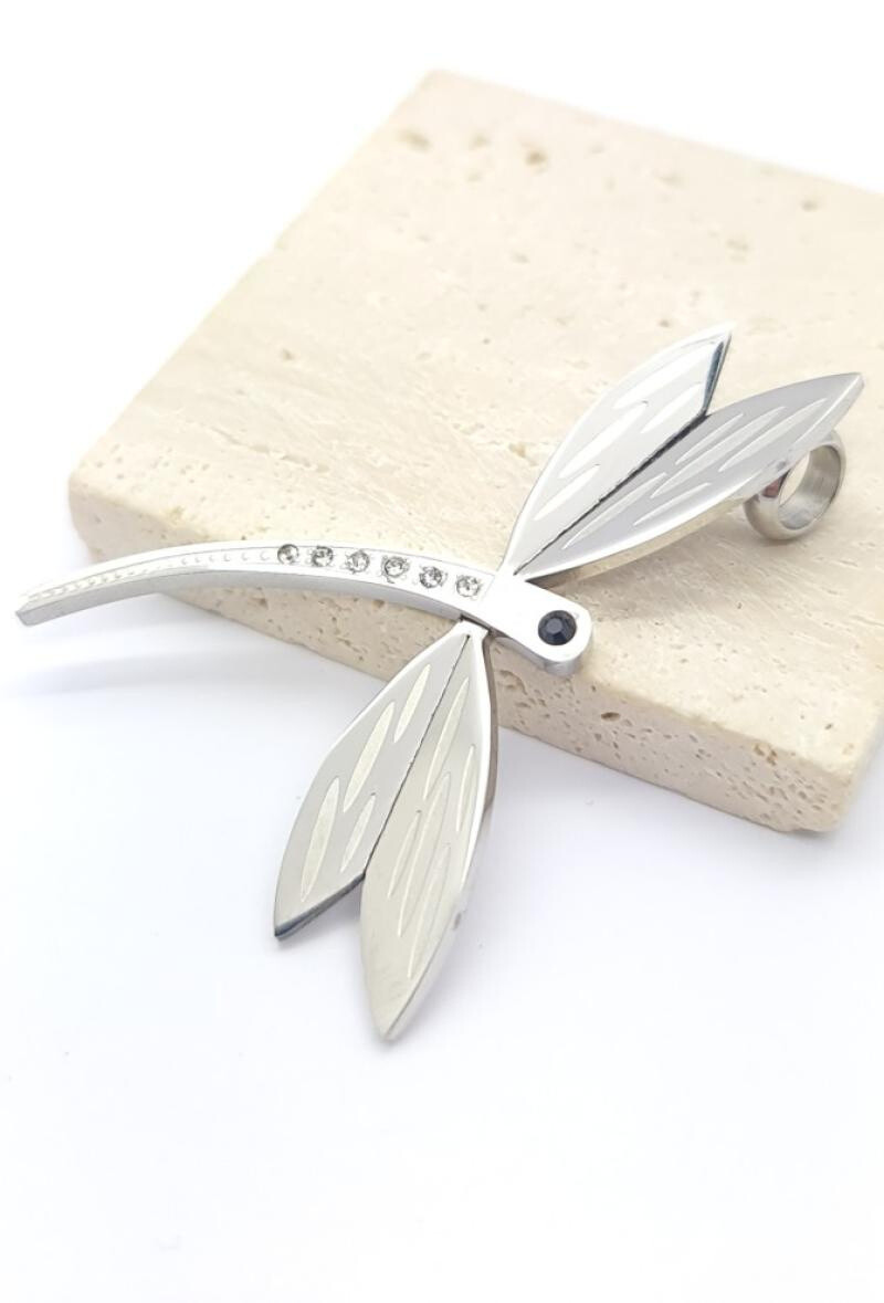 Wholesaler Bijoussimo - Steel pendant dragonfly rhinestone