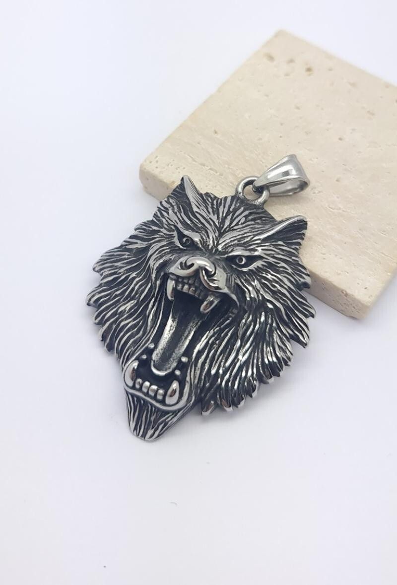 Wholesaler Bijoussimo - Wolf steel pendant howling