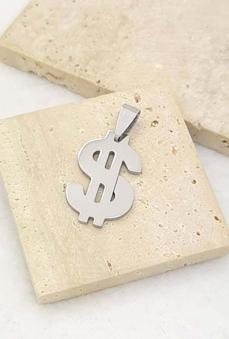 Wholesaler Bijoussimo - Men's steel pendant with dollar motif