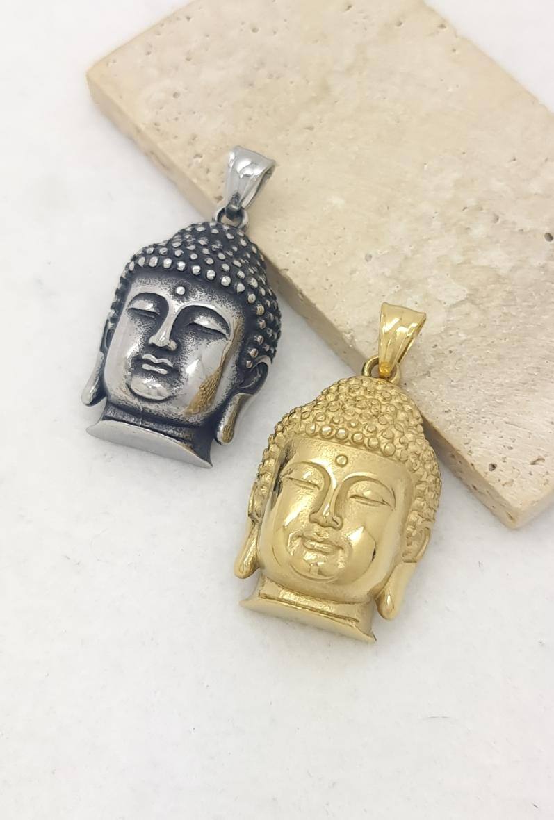 Großhändler Bijoussimo - Herrenstahlanhänger Buddha-Kopf