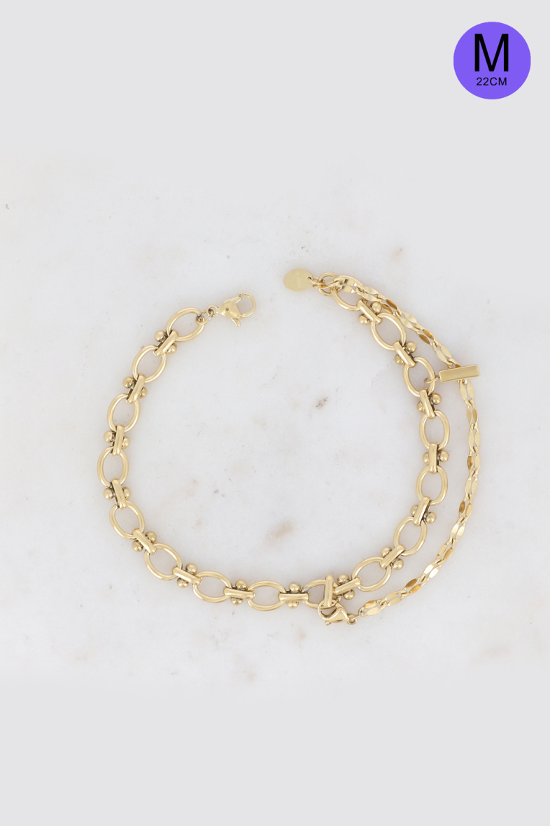 Wholesaler Bohm - UNISEX bracelet - bar, flattened coffee bean mesh, oval with ball 18 CM