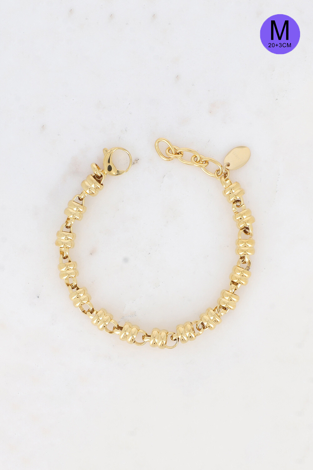 Grossista Bohm - Bracciale unisex - doppio anello e intreccio circolare continuo 23 cm