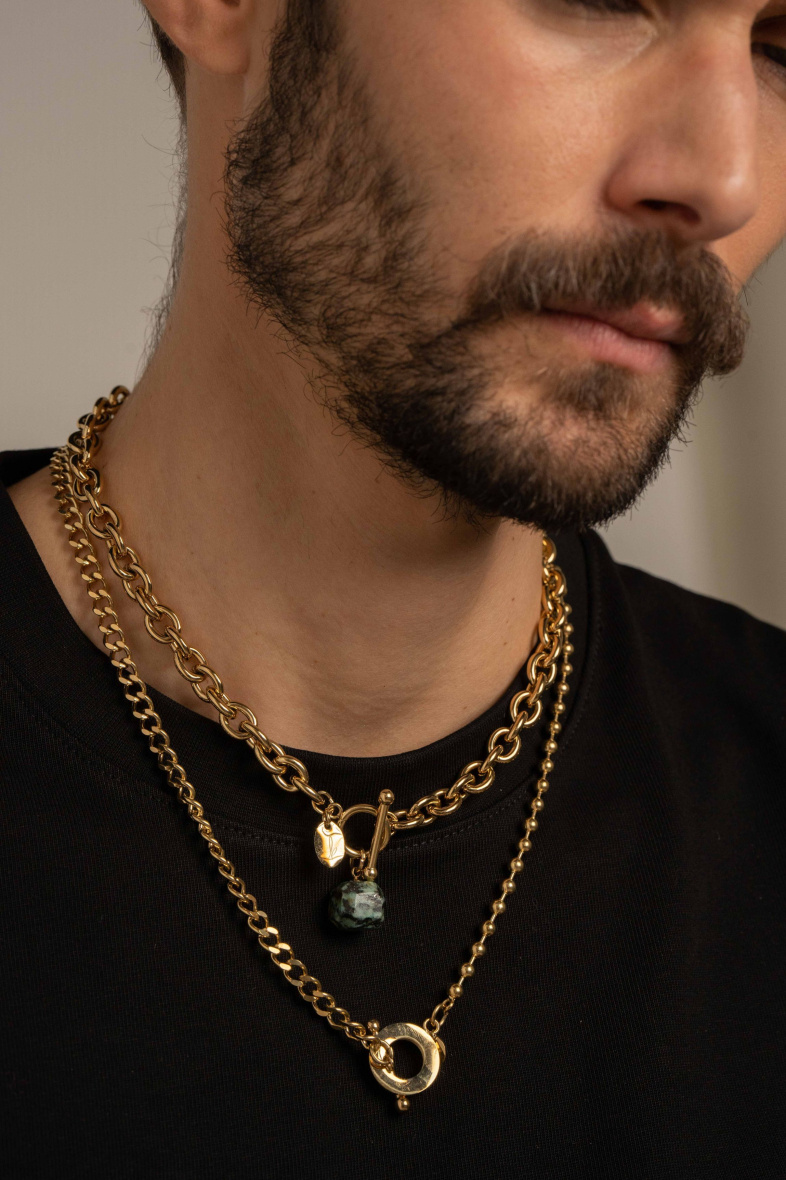 Wholesaler Bohm - Bradley necklace - unisex, large mesh and natural stone