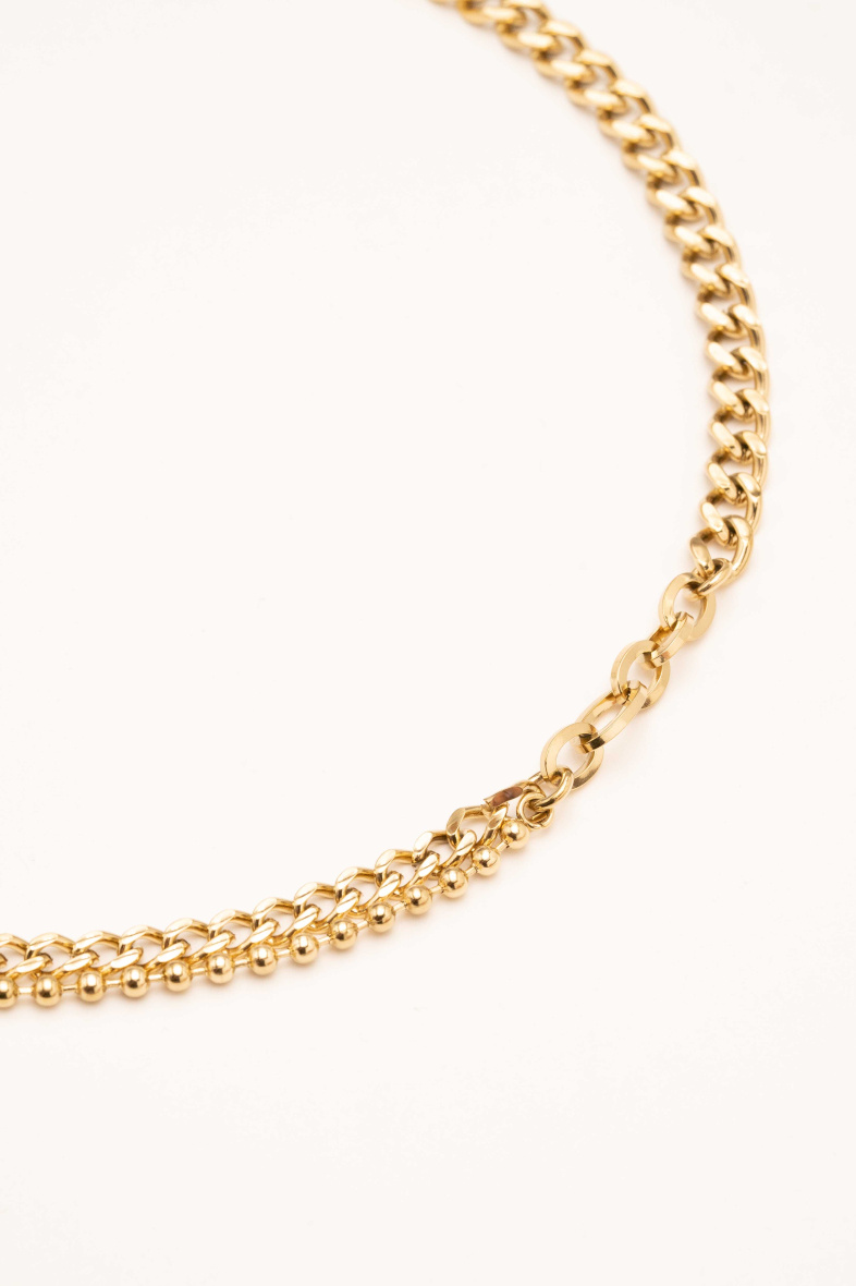 Grossiste Bohm - Collier Morgane - UNISEX - maille et chaîne boule en acier inoxydable
