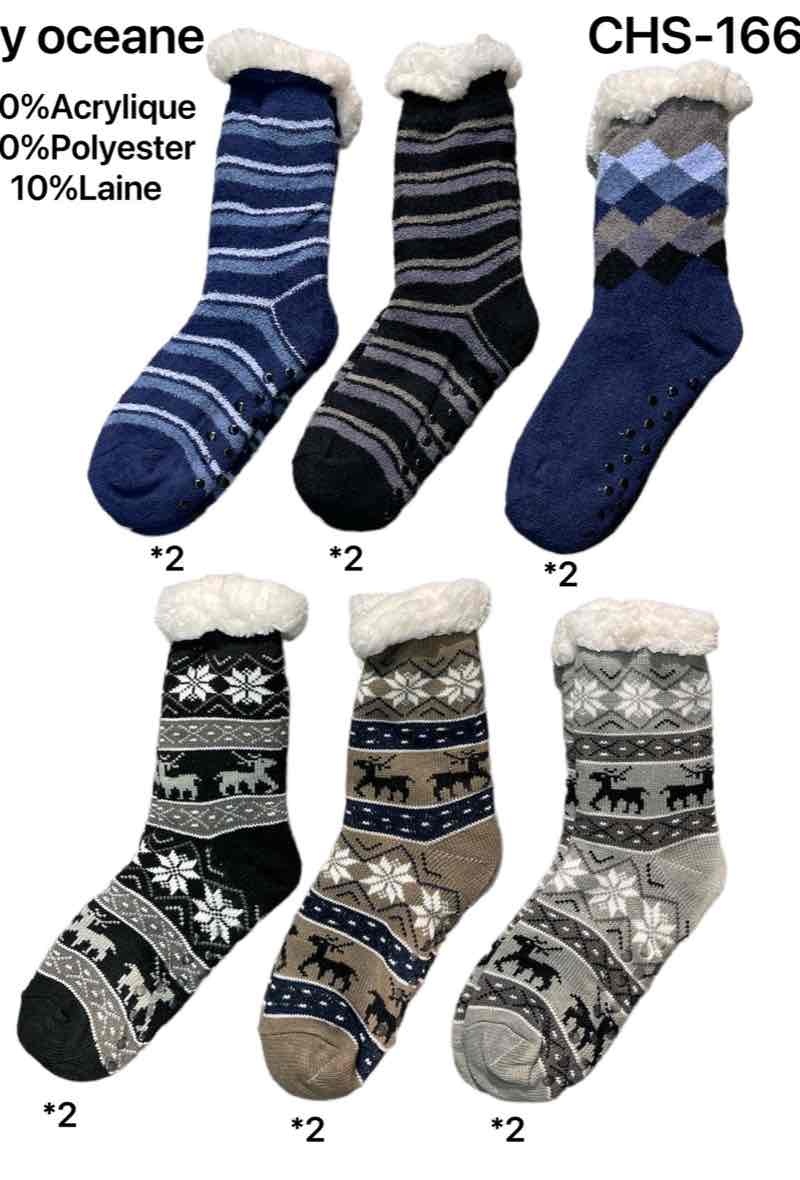 Grossiste By Oceane - Chaussettes à motif avec peluche fourrure- motif mélangé