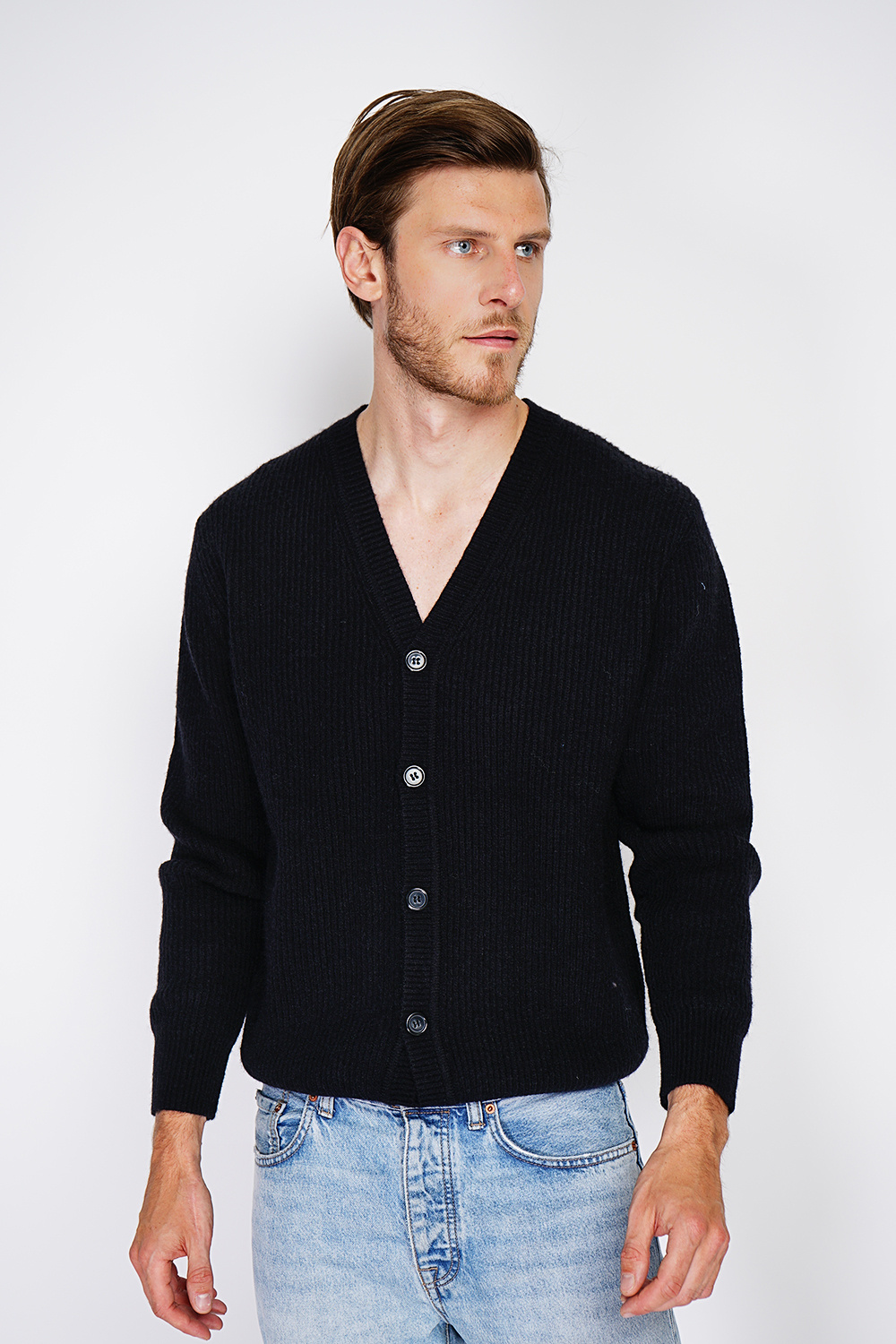 Wholesaler C&jo - Oversized ribbed crew neck cardigan with long sleeves