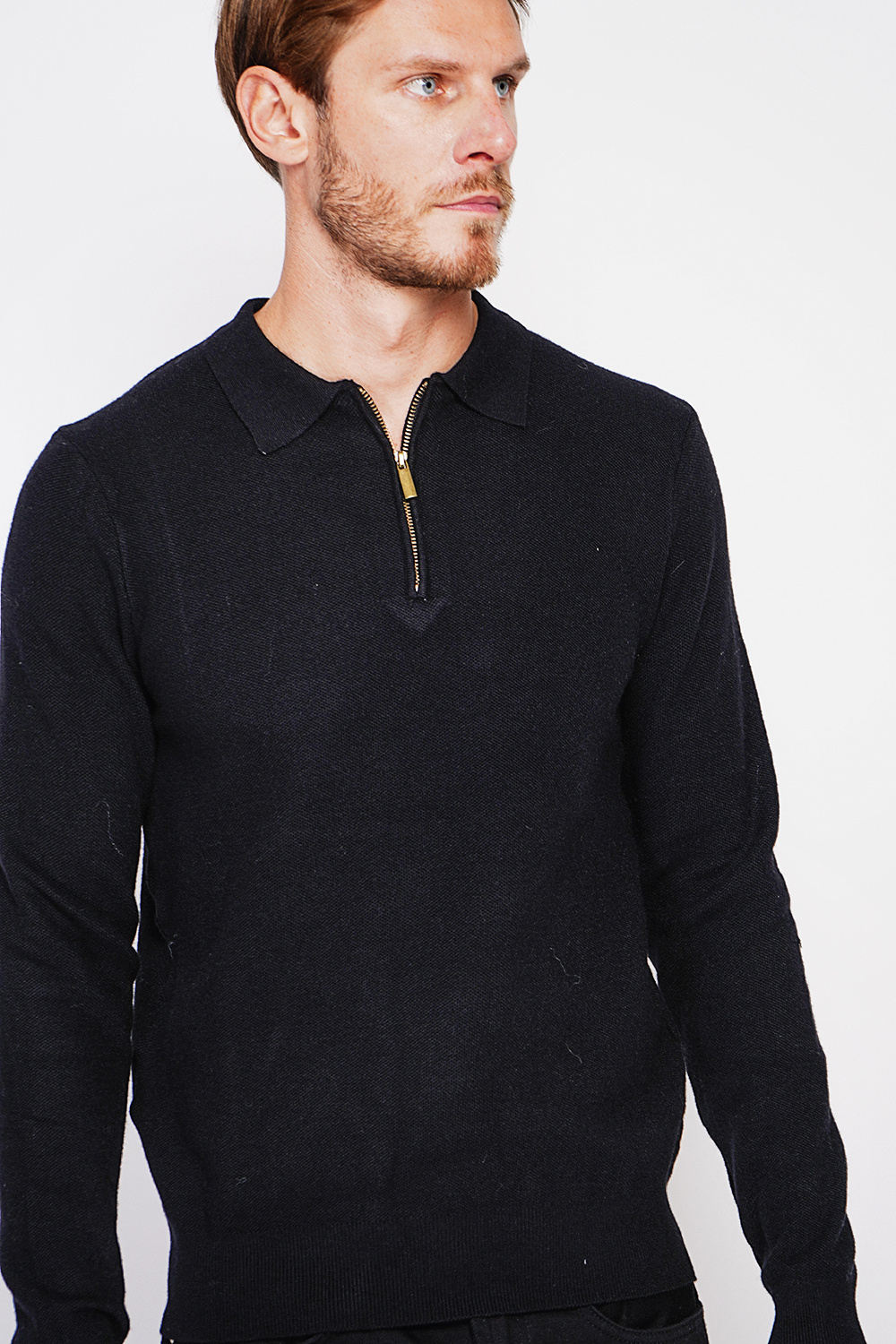 Wholesaler C&jo - Half-zip polo sweater with full-length sleeves in 6-ply yarn
