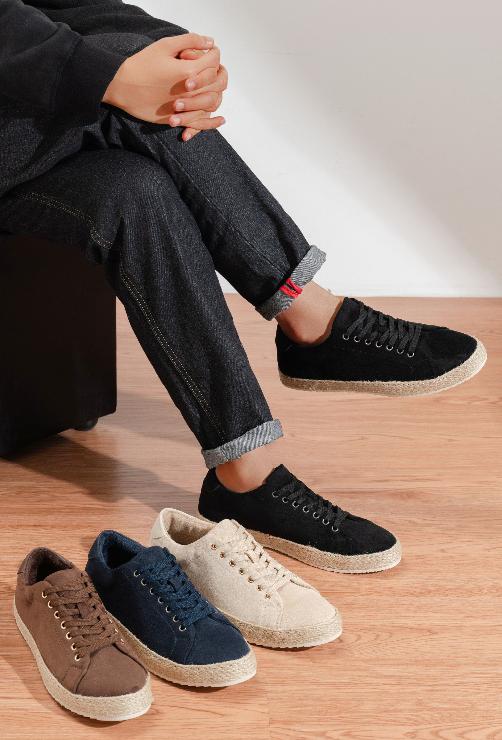 Großhändler C'M Homme - Nubuk-Sneaker mit Seilsohle