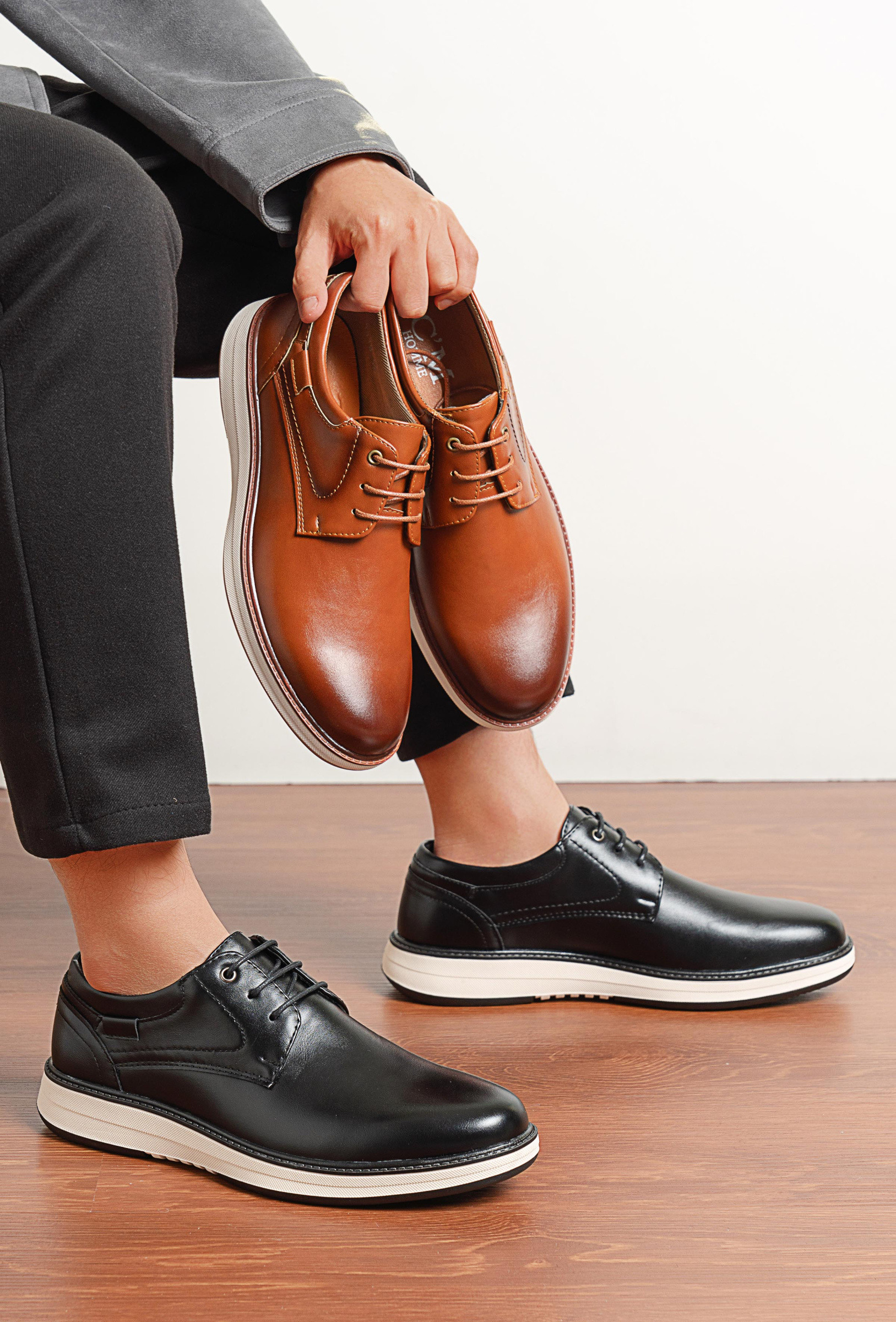 Großhändler C'M Homme - Moderne Derby-Schuhe mit Kontrastsohle