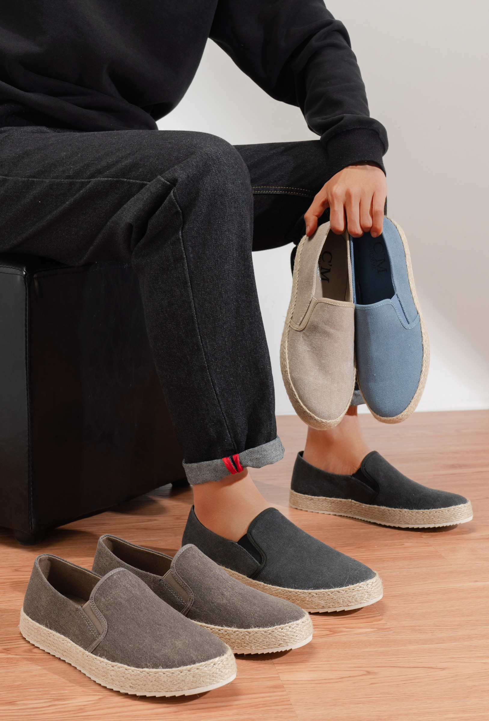 Großhändler C'M Homme - Herren-Slipper aus Canvas und Jute