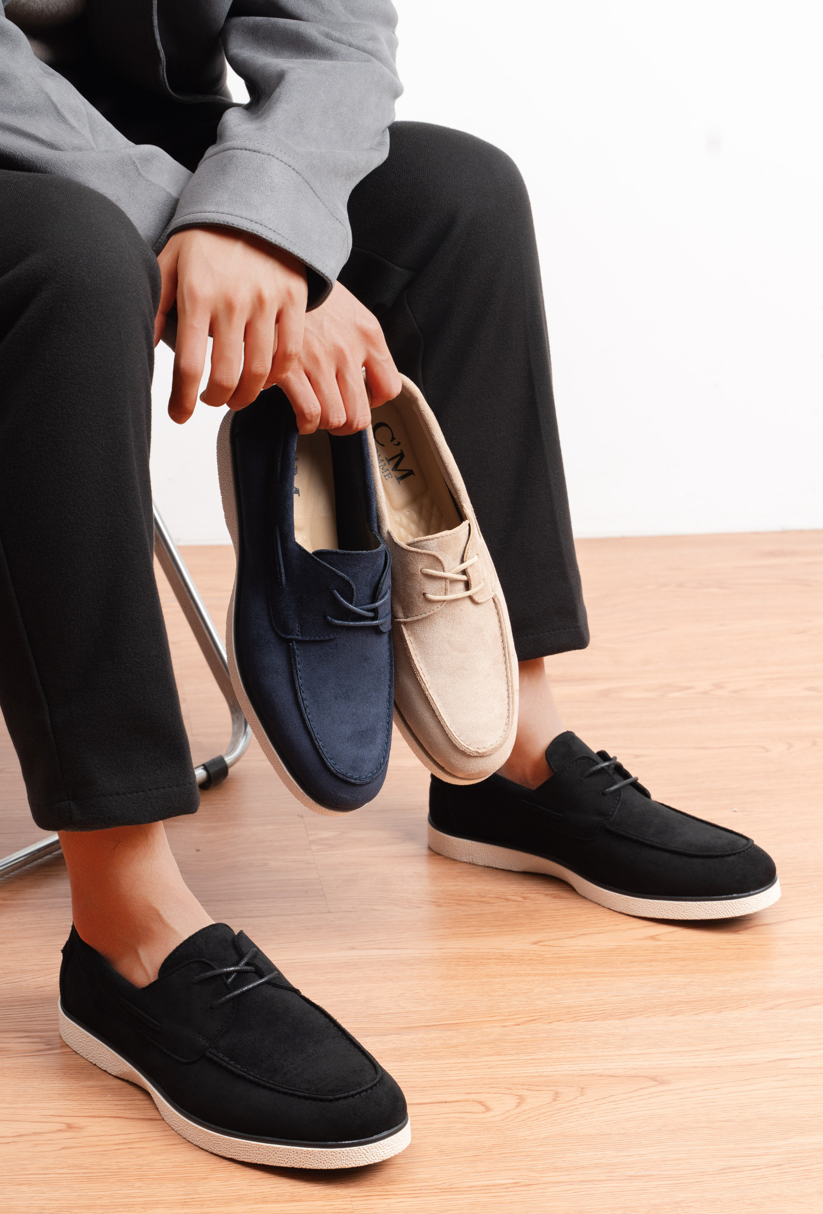 Wholesaler C'M Homme - Lace-Up Suede Loafers with Sport Sole