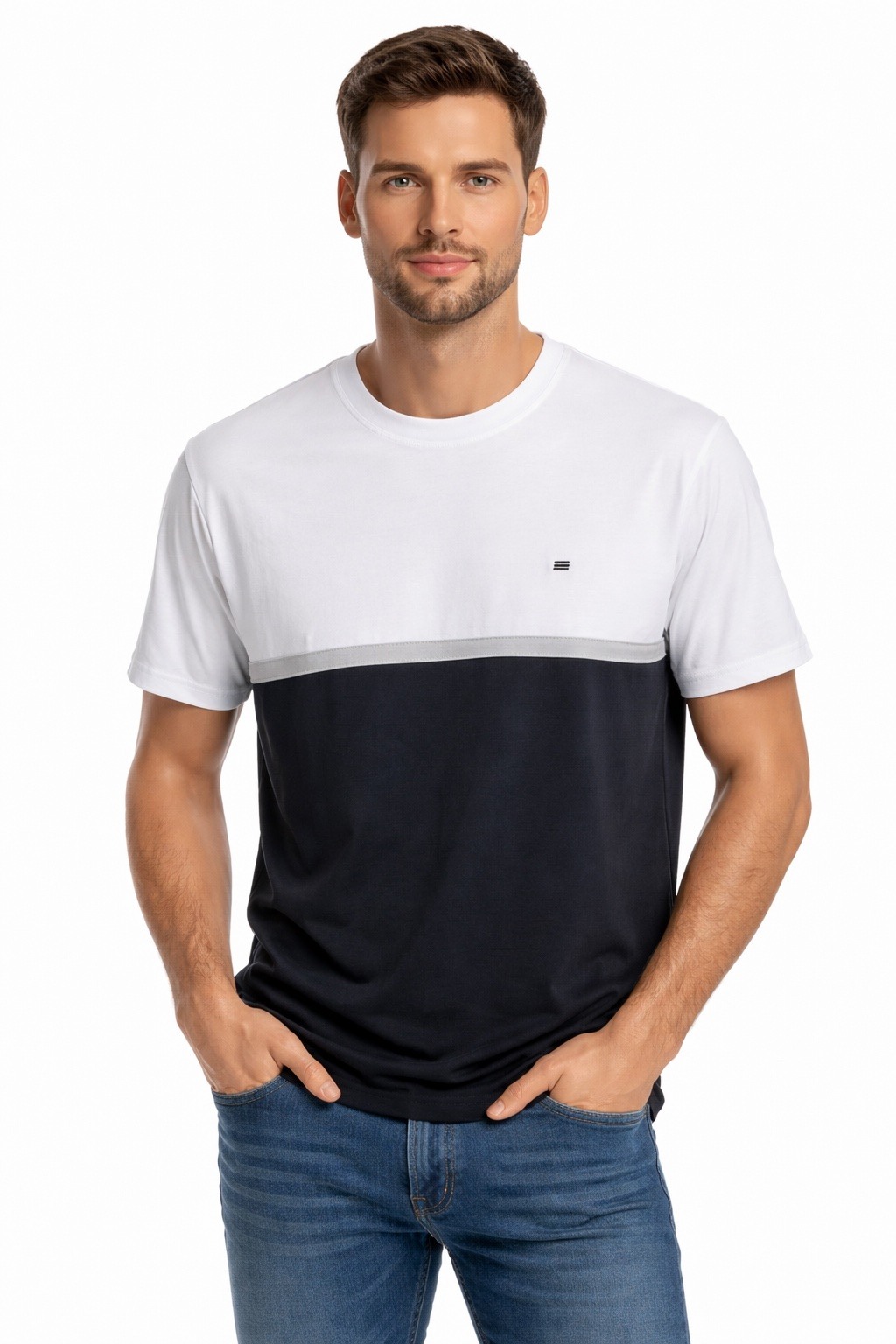 Wholesaler MAXWAY - Two-tone color-block cotton/lycra t-shirt