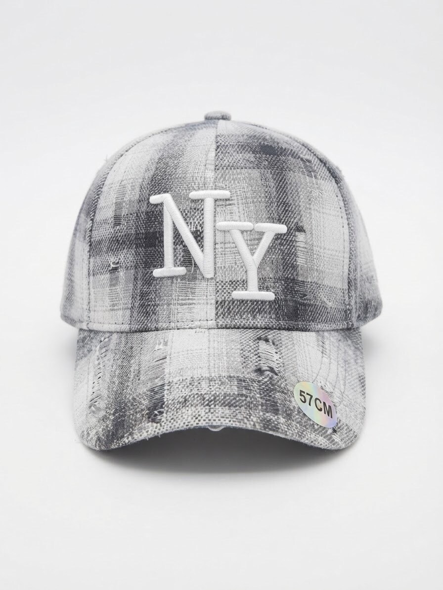 Grossiste Casquette NY - Casquette NY carreaux gris