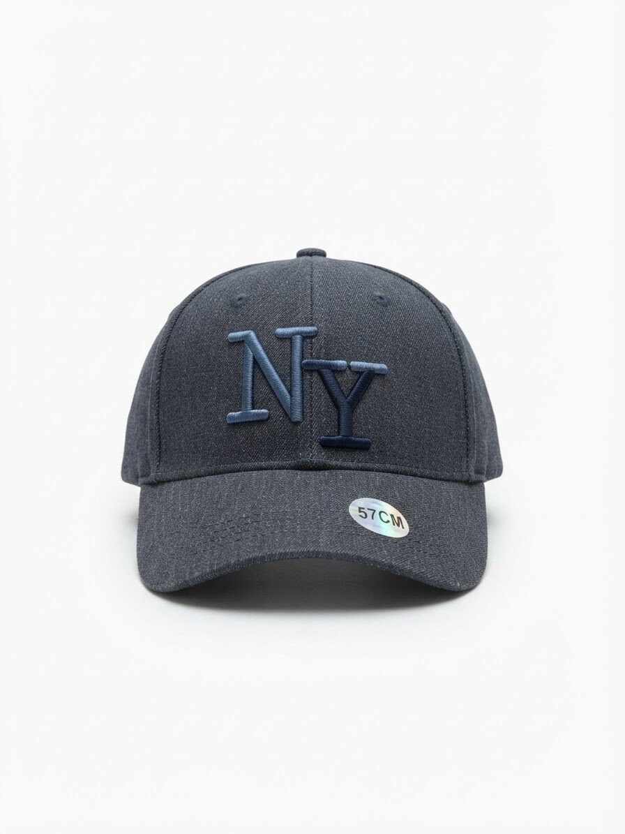 Grossiste Casquette NY - Casquette NY gris logo bleu chiné