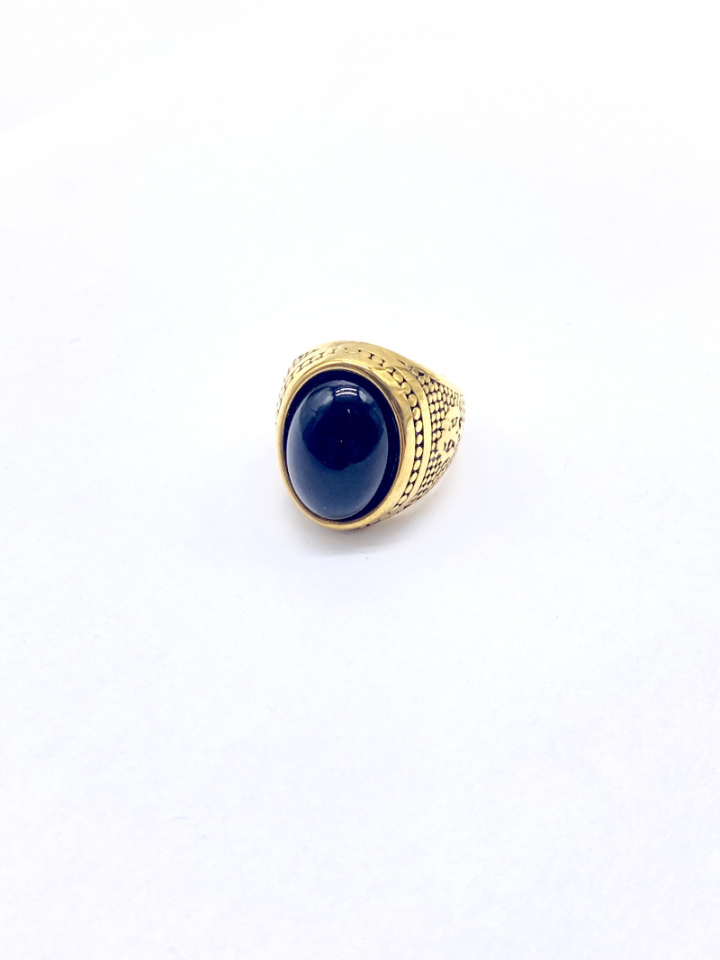 Grossiste Cecile II - Bague chevalière homme en acier doré avec pierre