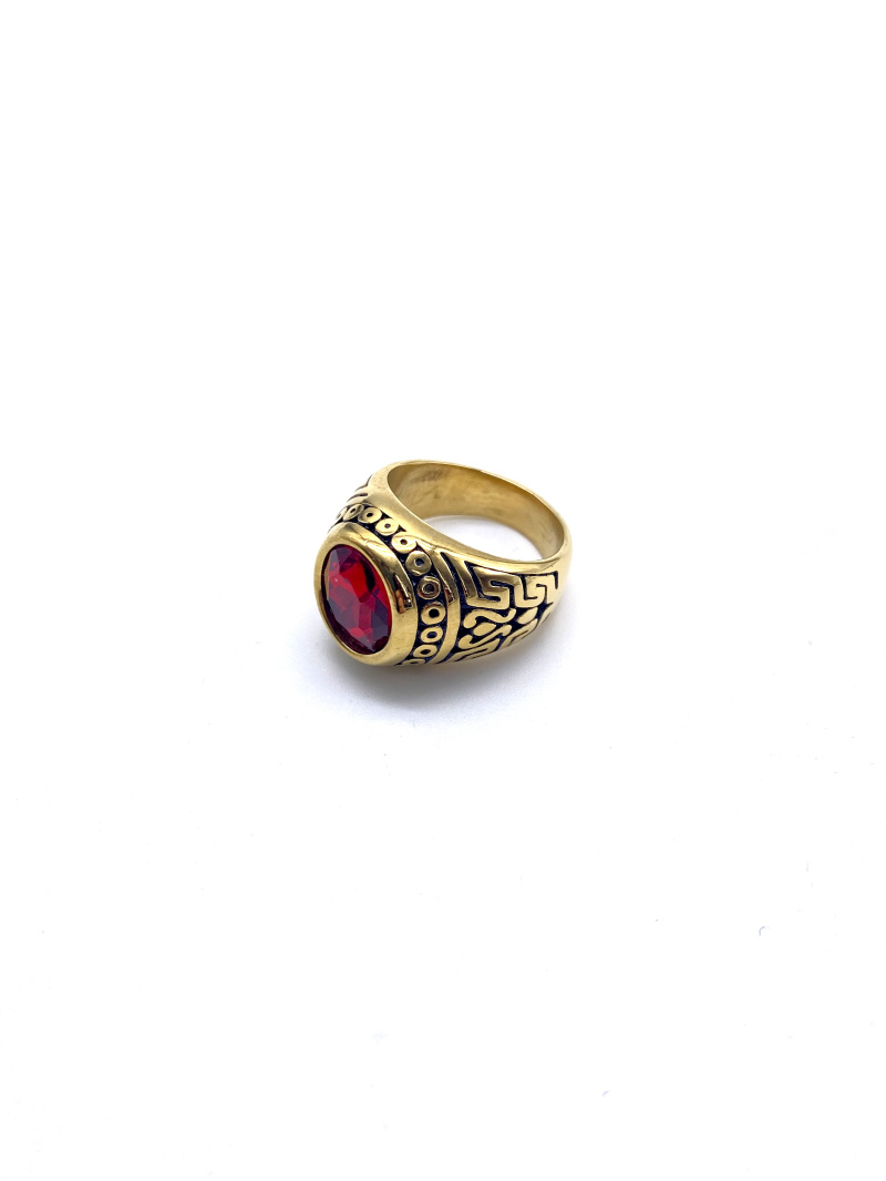 Grossiste Cecile II - Bague acier doré inoxydable avec pierre en zircone.