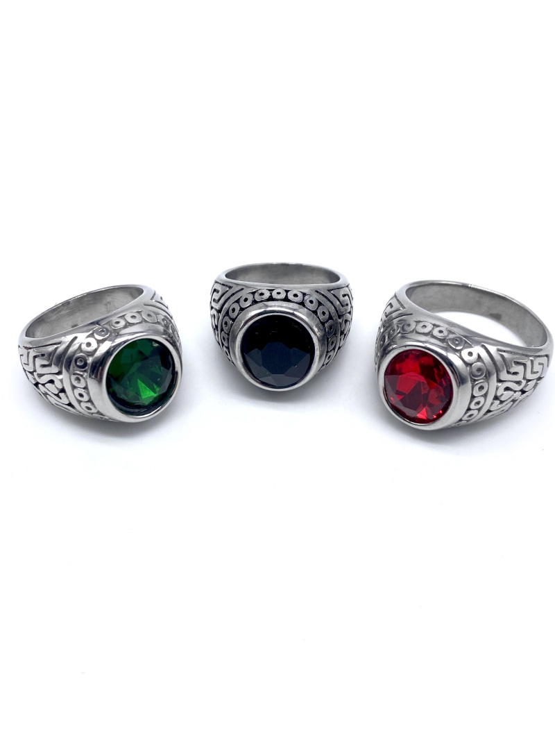 Mayorista Cecile II - Anillo de acero con piedra circonita