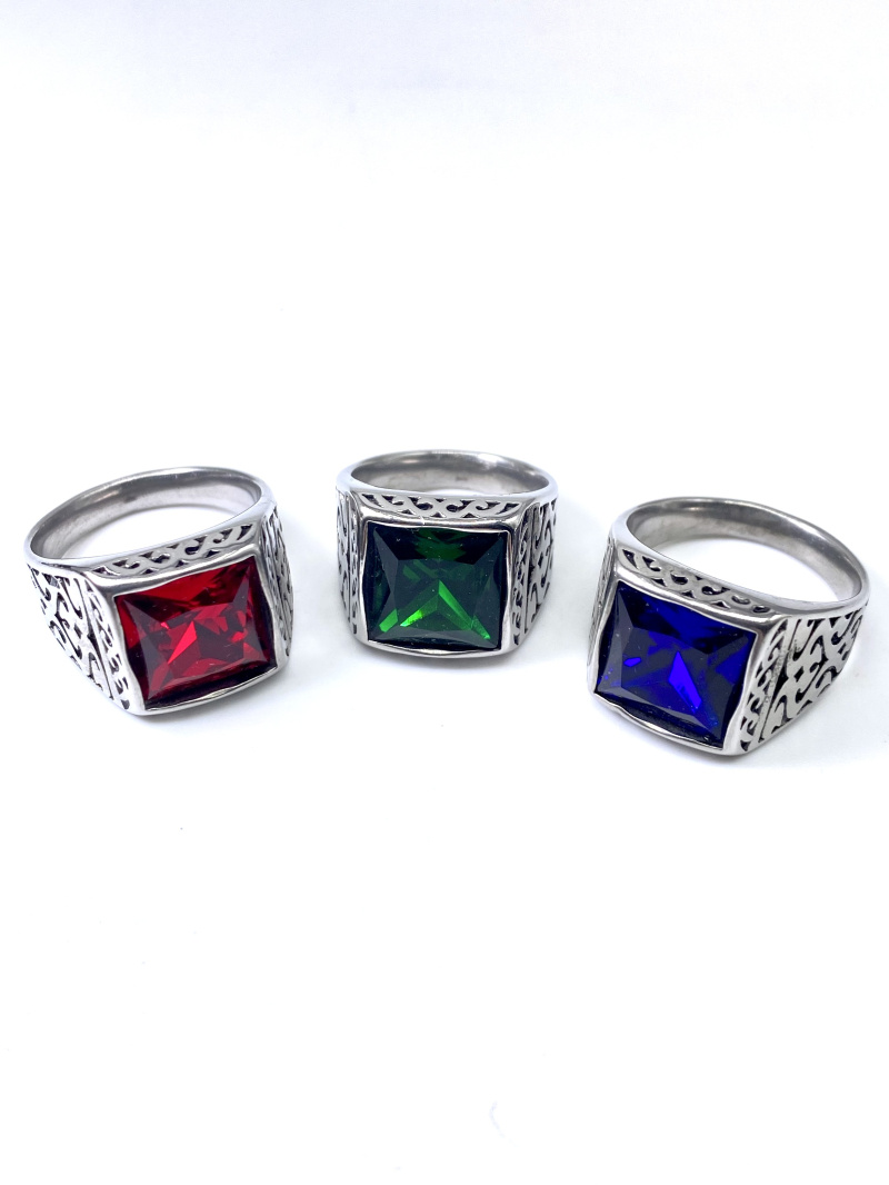 Mayorista Cecile II - Anillo de acero con piedra circonita