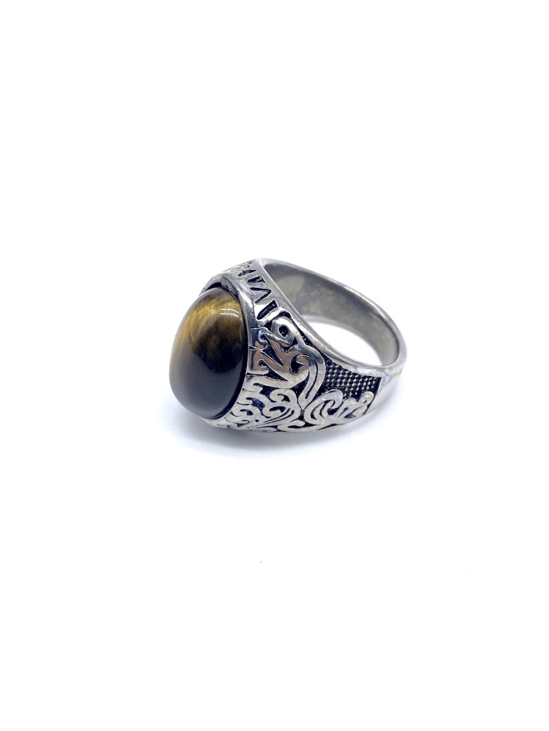 Mayorista Cecile II - Anillo de acero inoxidable con piedra ojo de tigre