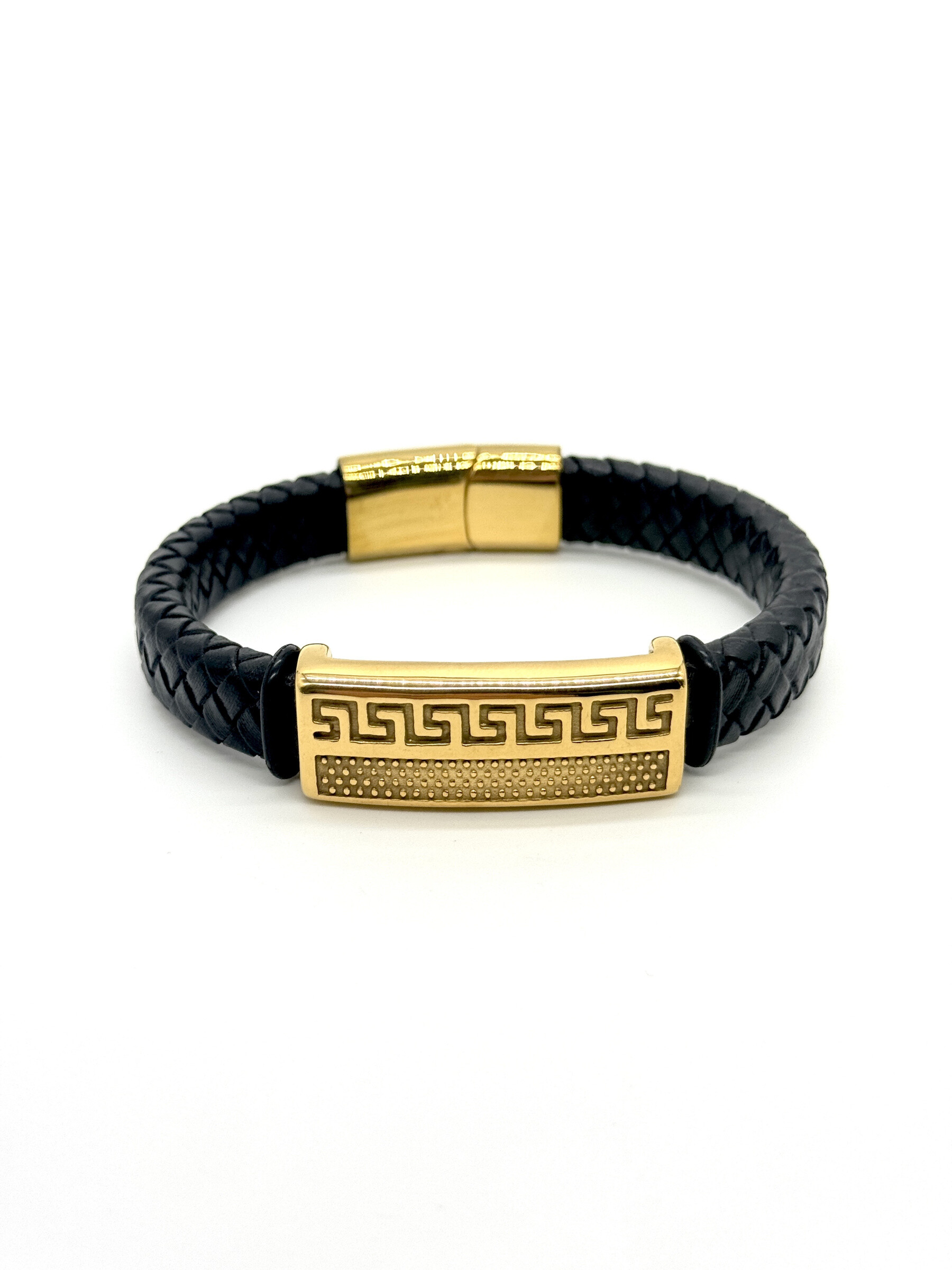 Grossista Cecile II - Bracciale in acciaio e pelle per uomo