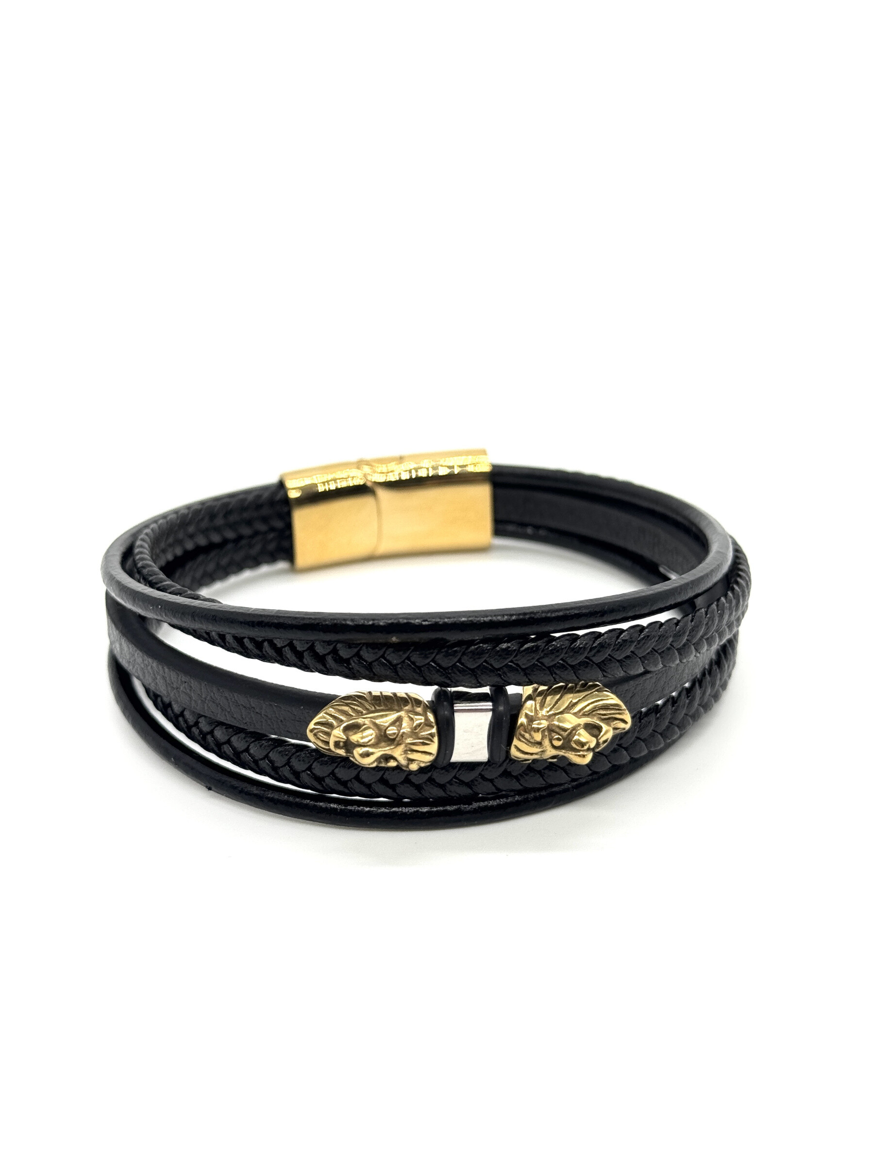 Grossista Cecile II - Bracciale in acciaio e pelle per uomo