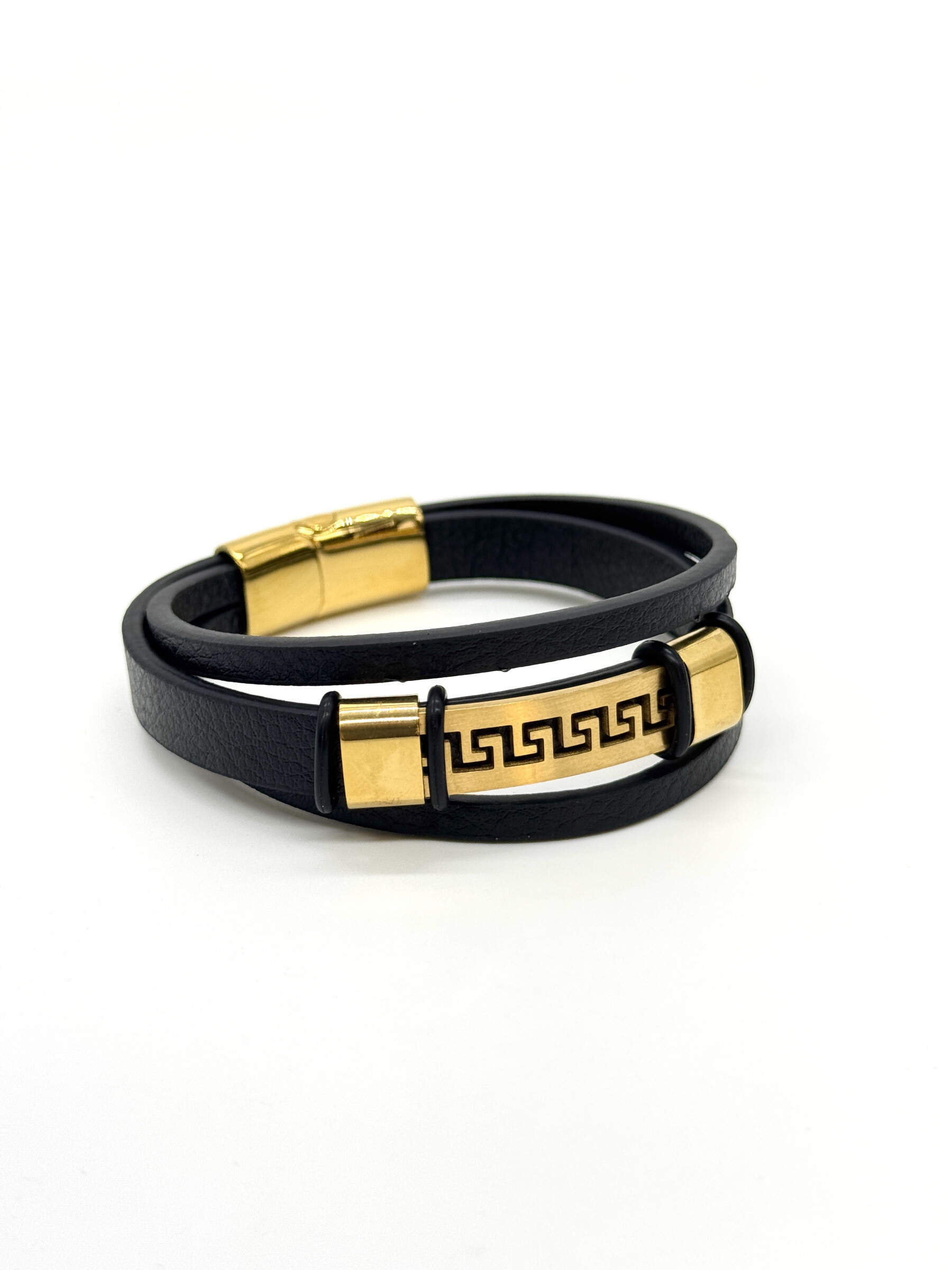 Grossista Cecile II - Bracciale in acciaio e pelle per uomo