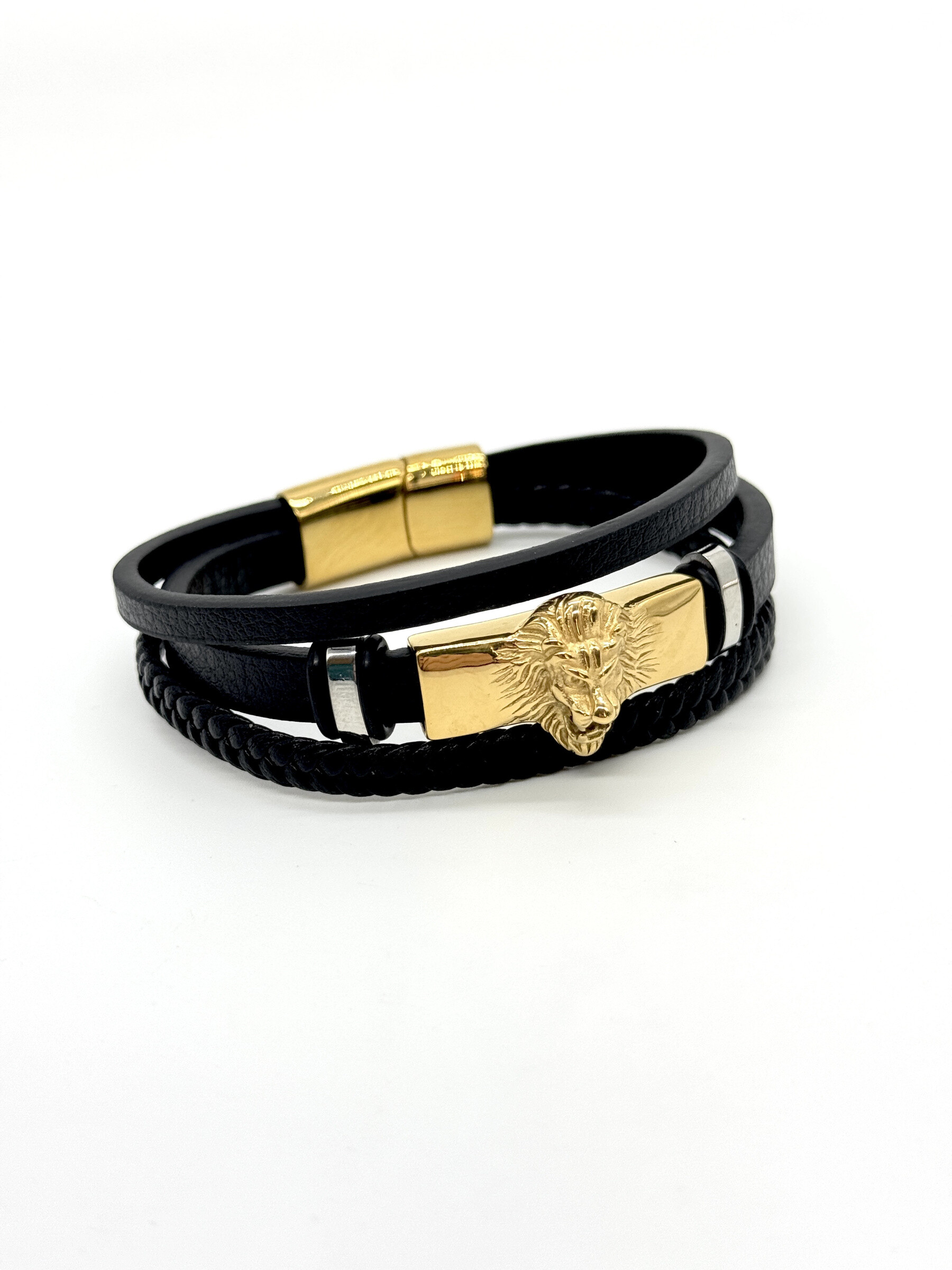 Grossista Cecile II - Bracciale in acciaio e pelle per uomo