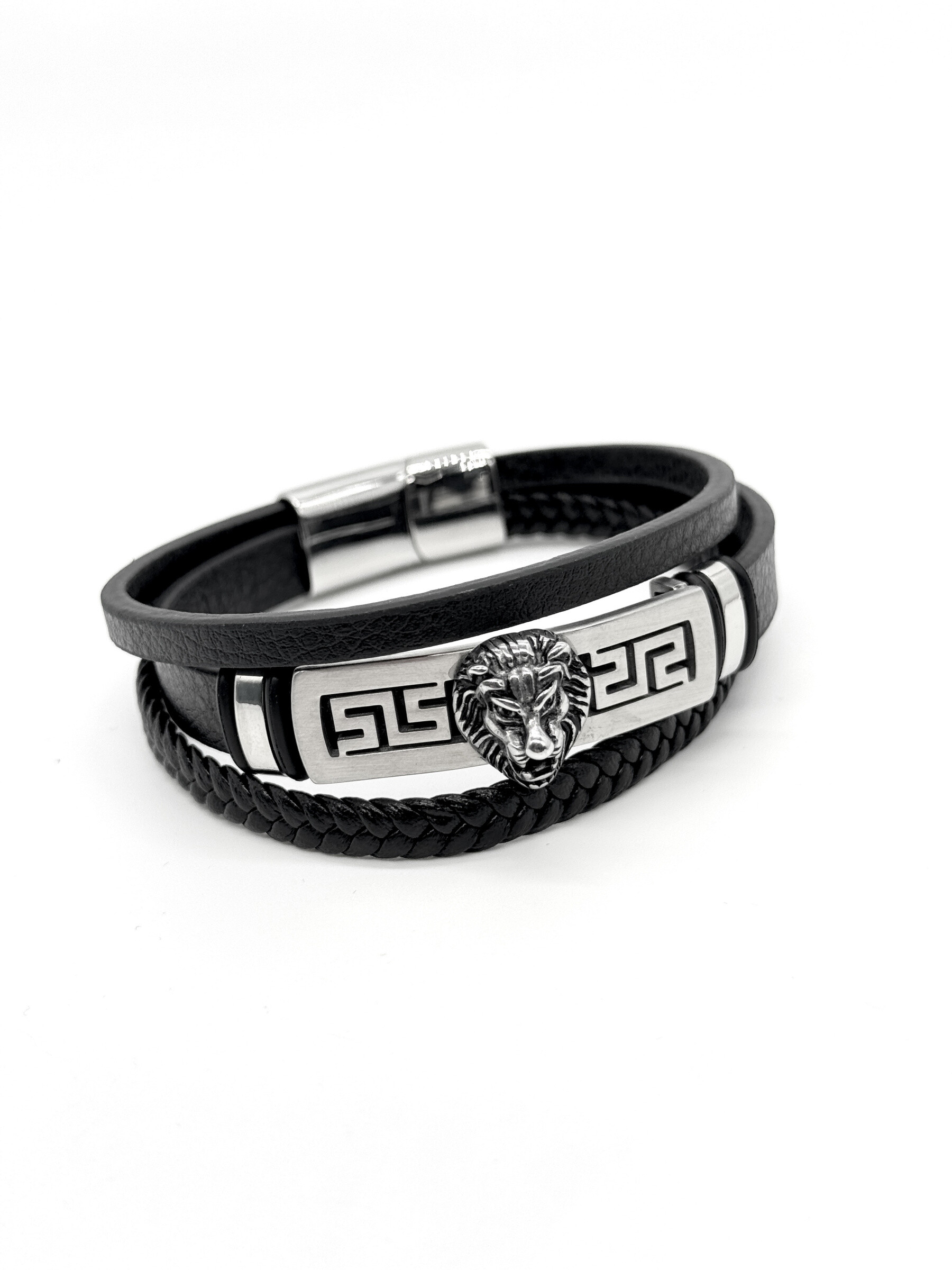 Grossista Cecile II - Bracciale in acciaio e pelle per uomo