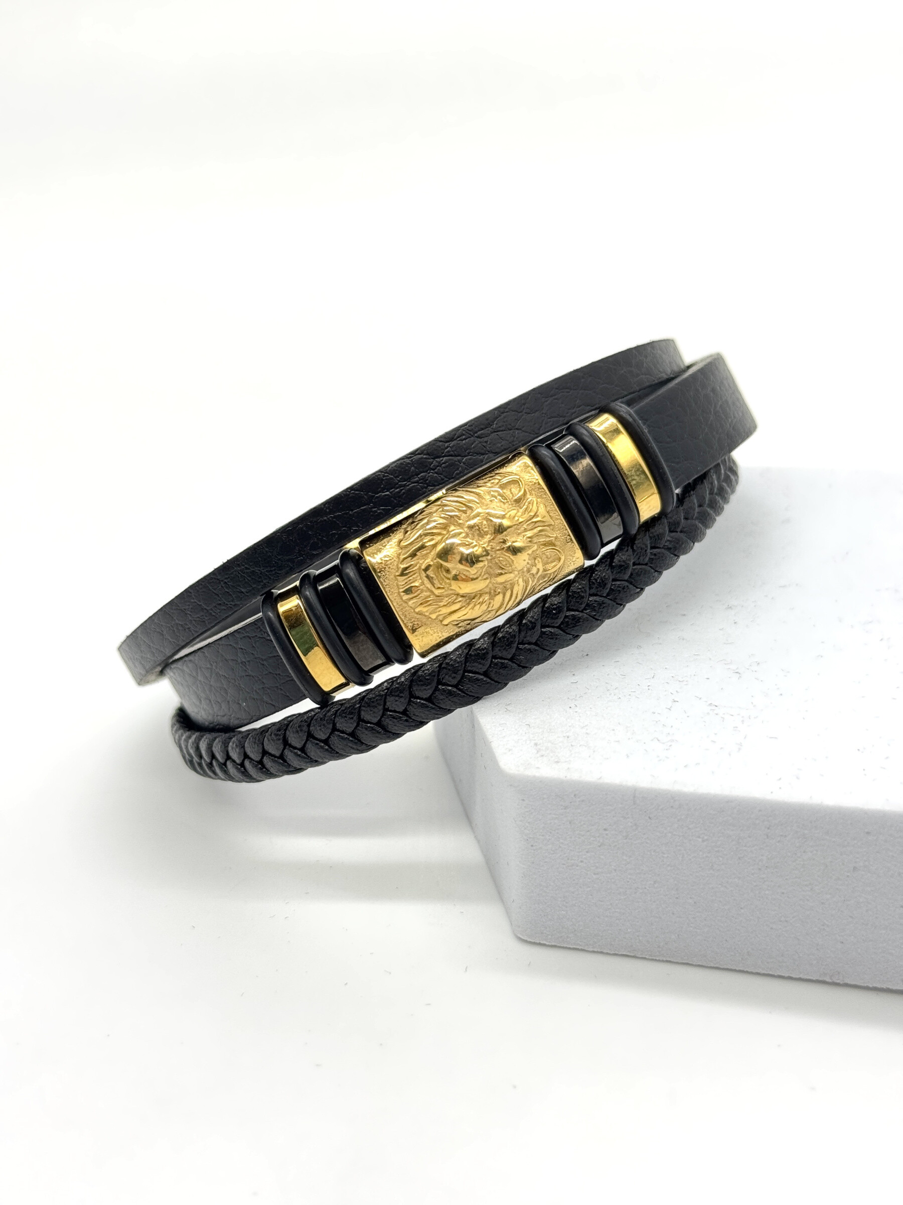 Grossista Cecile II - Bracciale in acciaio e pelle per uomo