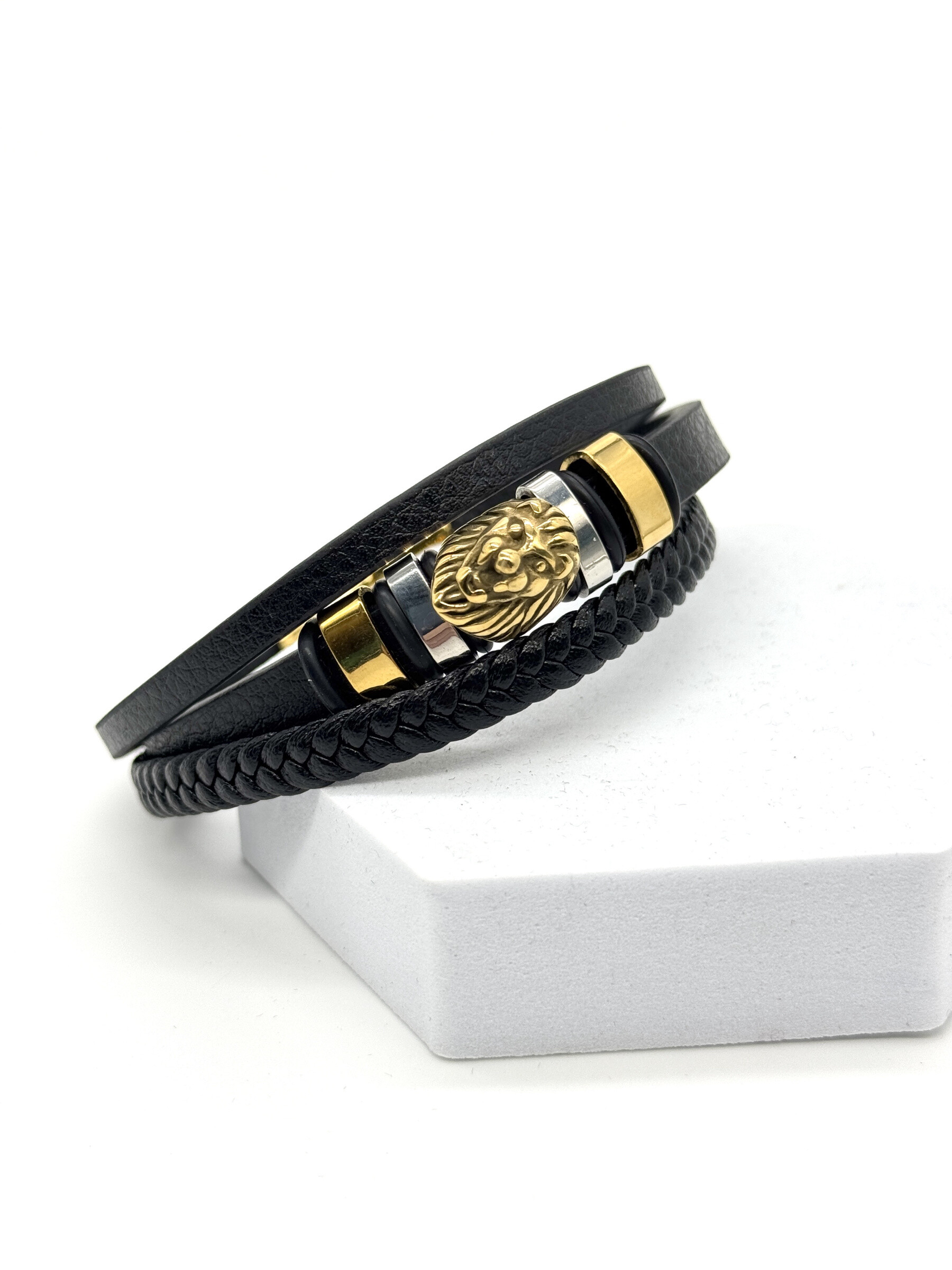 Grossista Cecile II - Bracciale in acciaio e pelle per uomo