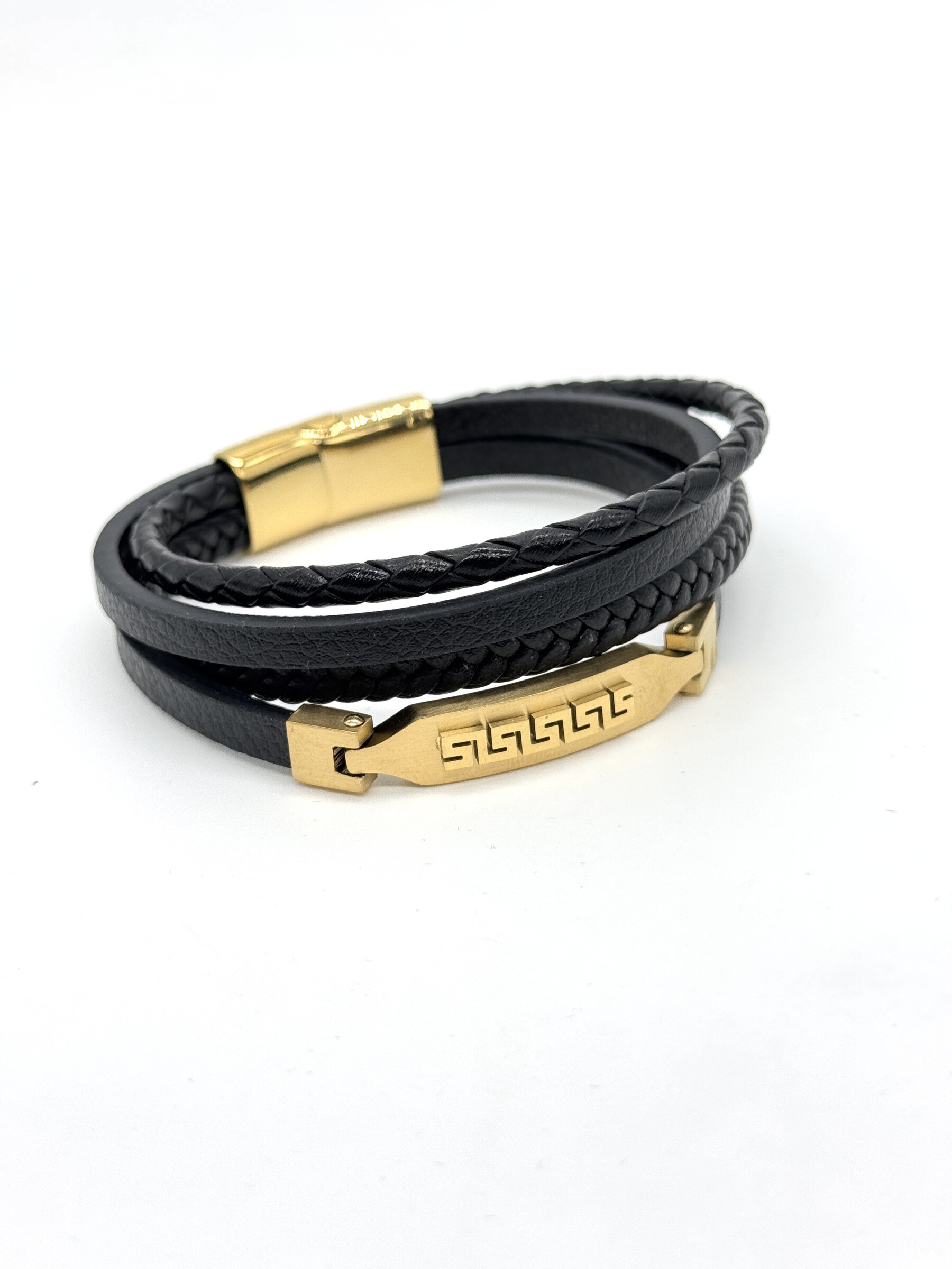 Grossista Cecile II - Bracciale in acciaio e pelle per uomo