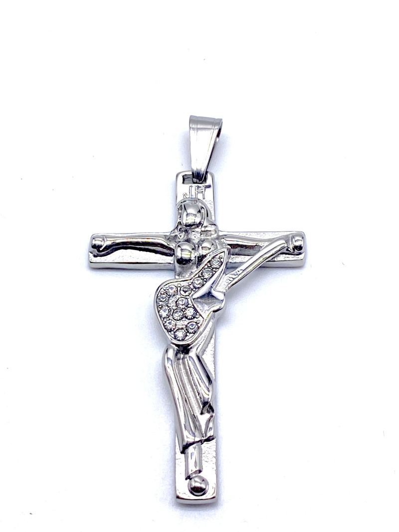 Grossiste Cecile II - Pendentif Croix Johnny Hallyday en acier.