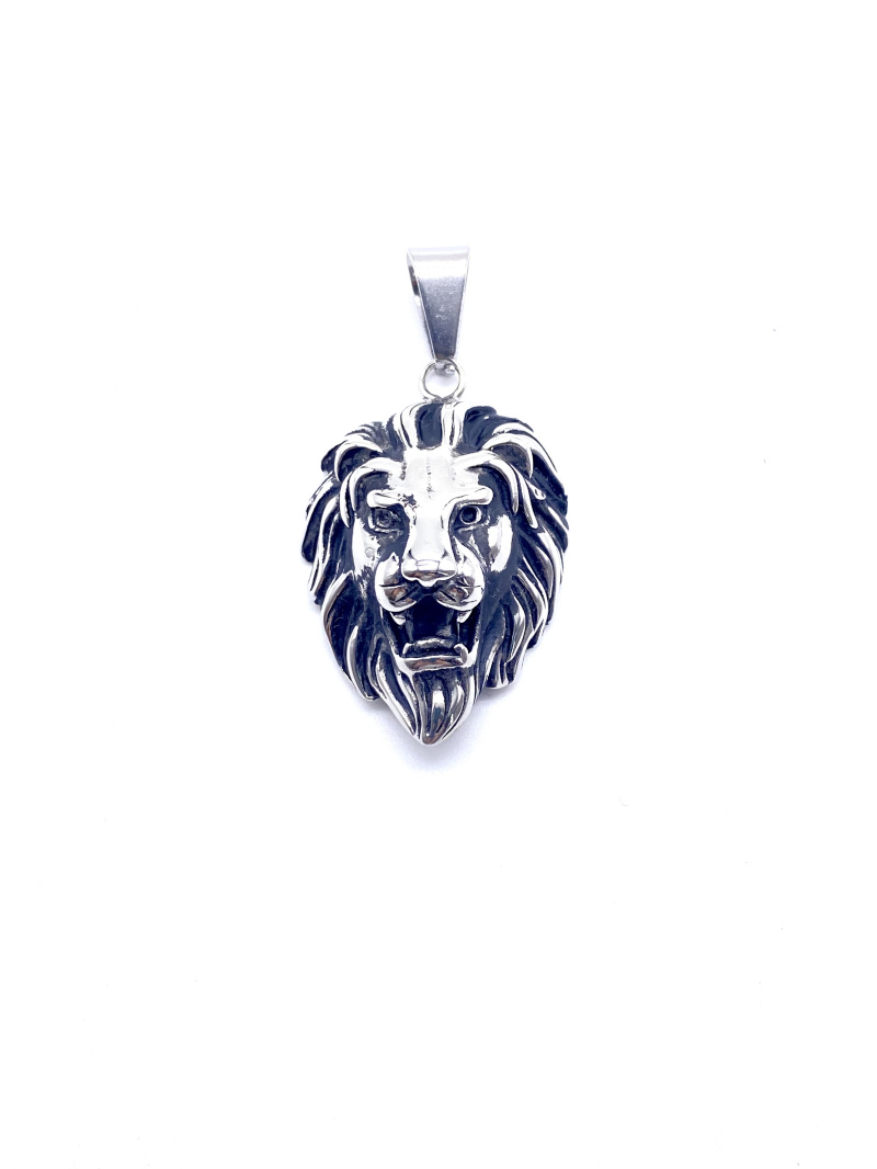 Grossiste Cecile II - Pendentif tête de lion en acier