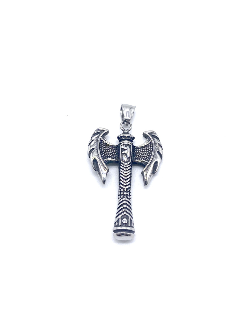 Grossiste Cecile II - Pendentif hache de guerre viking en acier