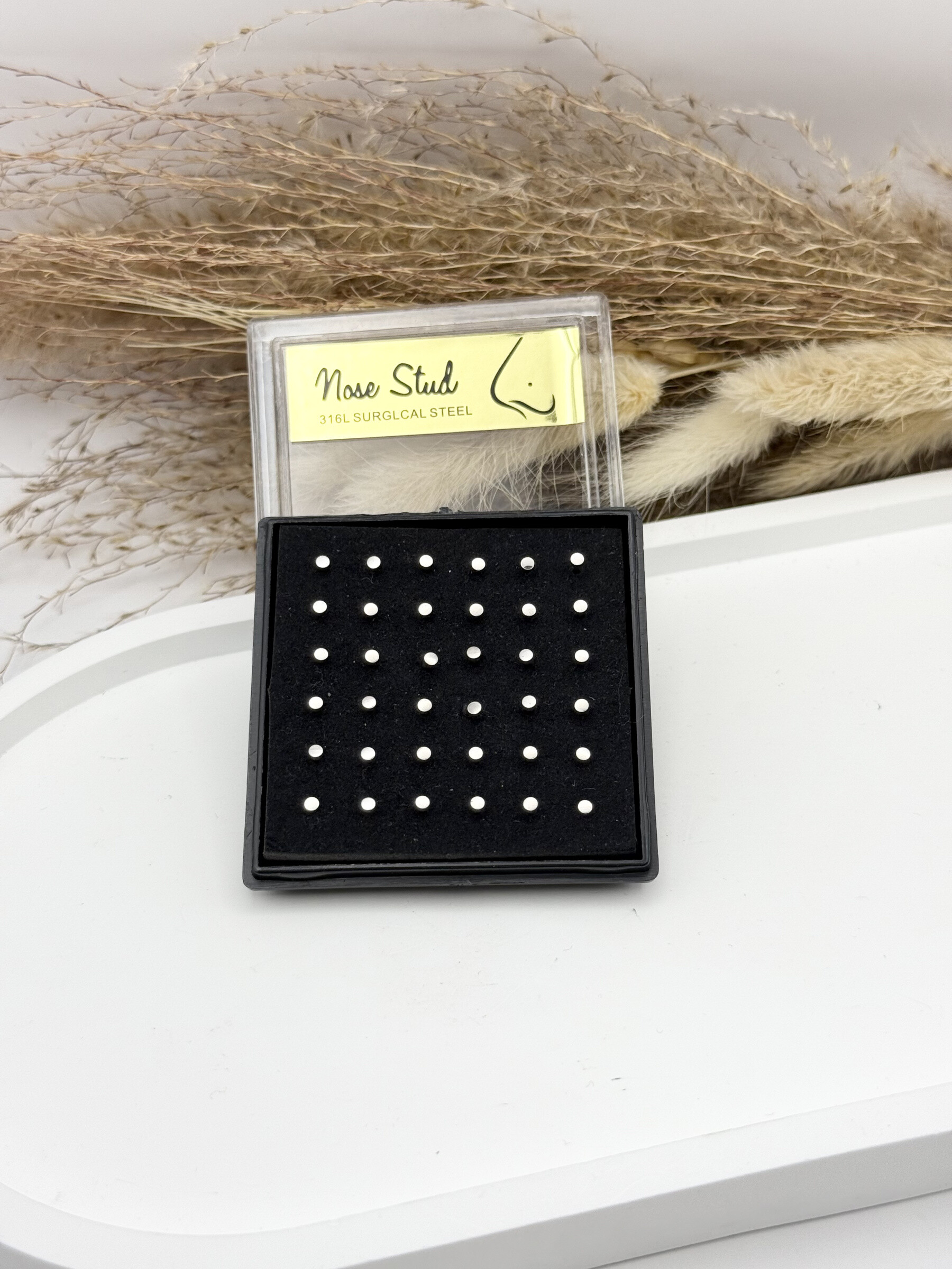 Grossiste Ceramik - Boîte de 36 Piercings de Nez petit boule Acier Inoxydable, Tige 9mm