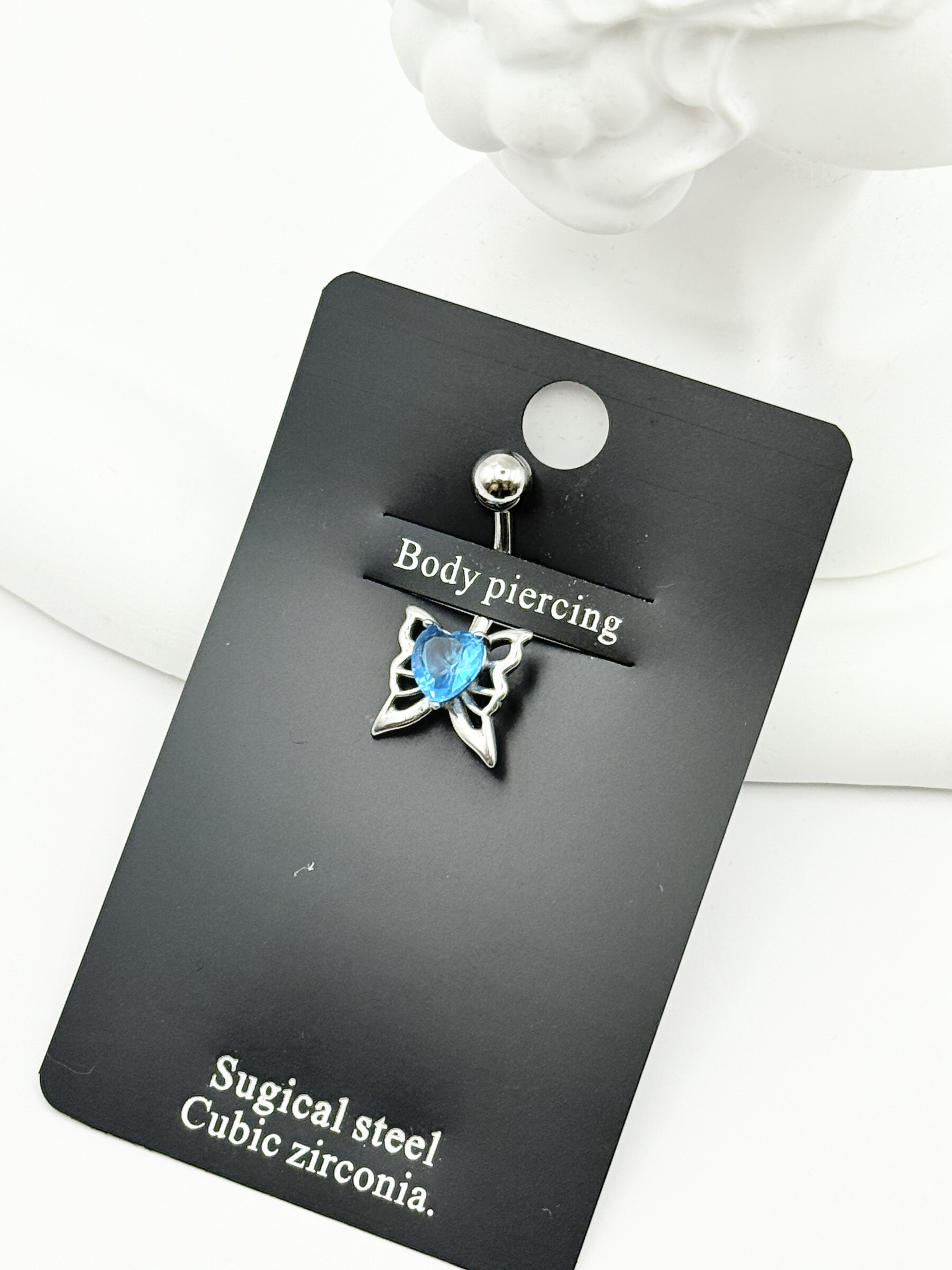 Wholesaler Ceramik - Stainless steel belly button piercing - Blue butterfly