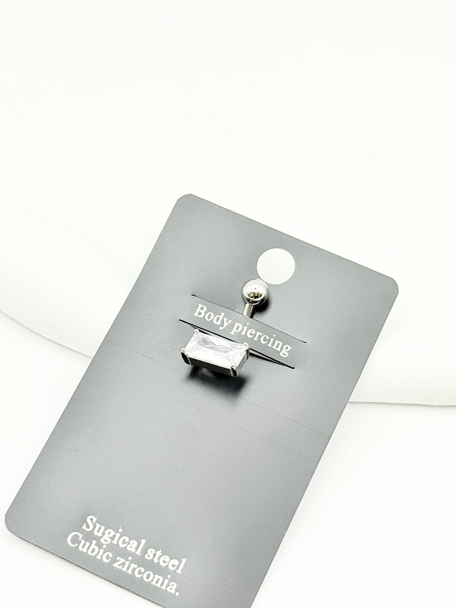 Wholesaler Ceramik - Stainless steel belly button piercing - Rectangular zirconia