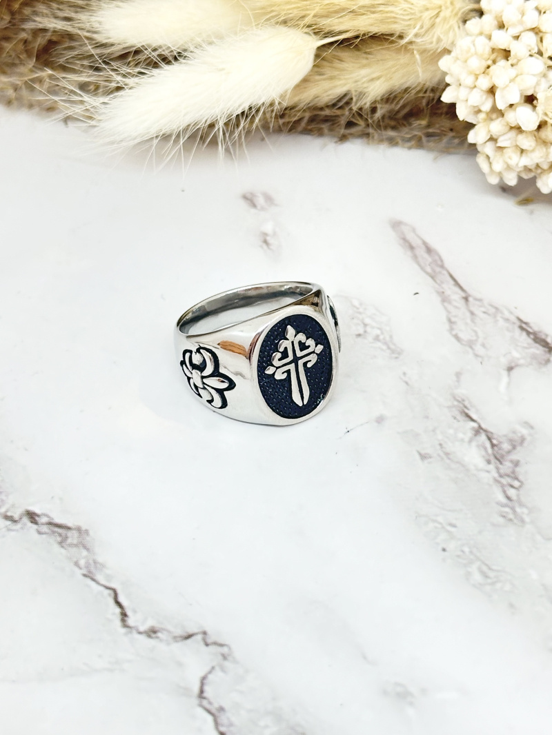 Wholesaler Ceramik - Stainless steel ring Lily cross motif ring