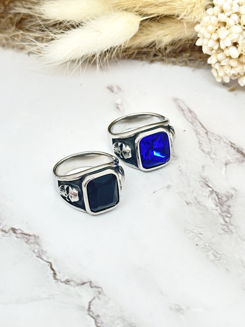 Großhändler Ceramik - Edelstahlring Blauer Ring mit Tigermuster